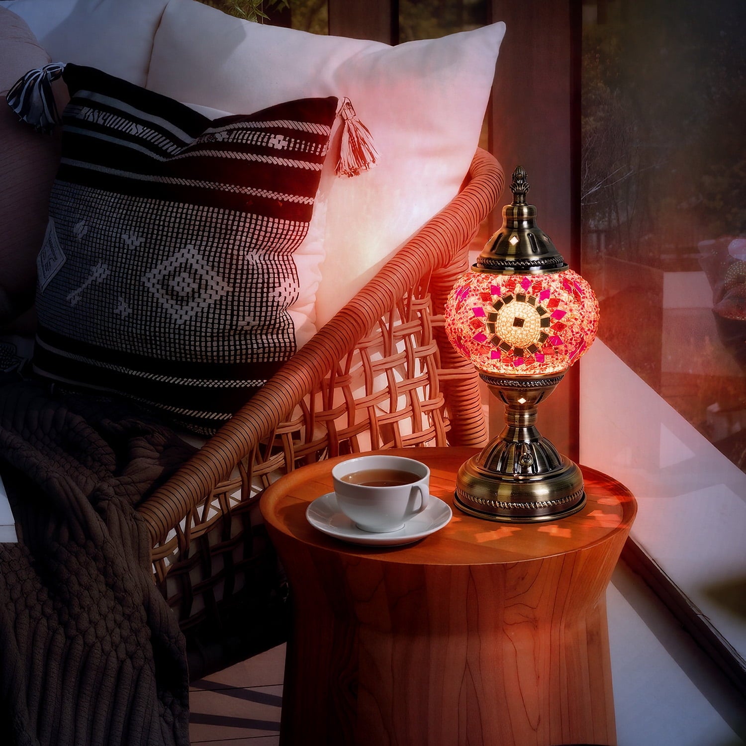 Turkish-Moroccan Mosaic Table Lamp - Bohemian Stained Glass Nightlight with Intricate Patterns, Ideal for Bedroom,Living Room, Office Decor,Holiday Gift, Decorative Light,Vibrant Lamp Design