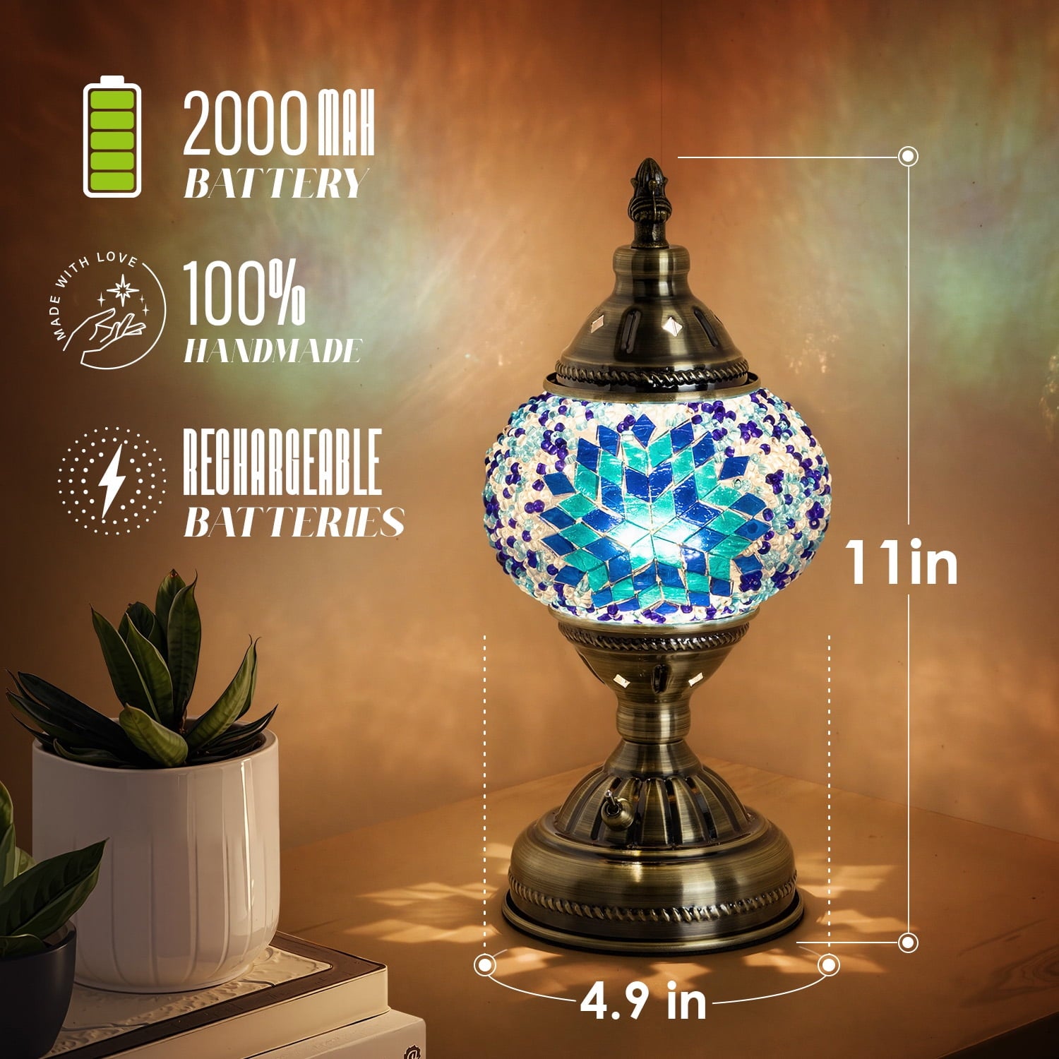 Turkish-Moroccan Mosaic Table Lamp - Bohemian Stained Glass Nightlight with Intricate Patterns, Ideal for Bedroom,Living Room, Office Decor,Holiday Gift, Decorative Light,Vibrant Lamp Design