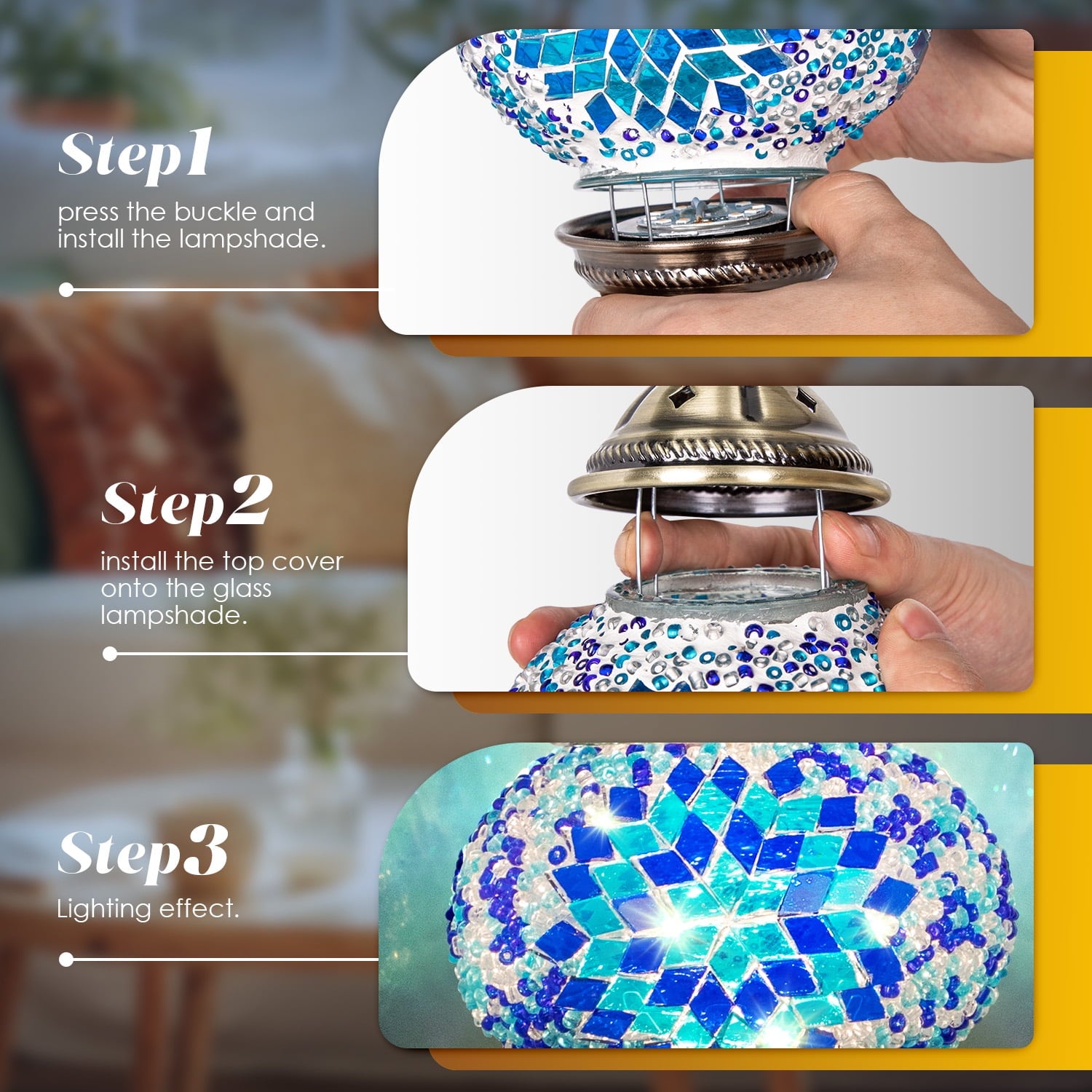Turkish-Moroccan Mosaic Table Lamp - Bohemian Stained Glass Nightlight with Intricate Patterns, Ideal for Bedroom,Living Room, Office Decor,Holiday Gift, Decorative Light,Vibrant Lamp Design