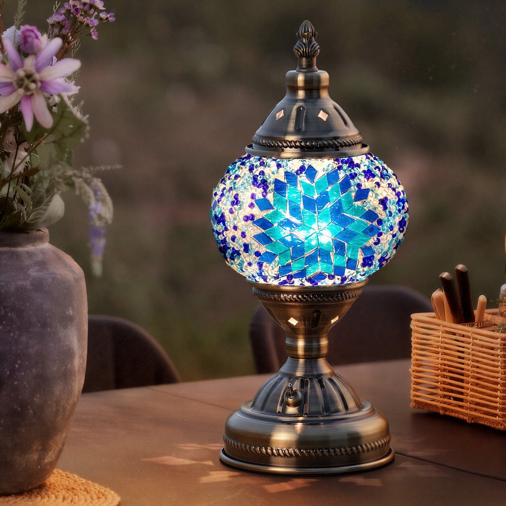 Turkish-Moroccan Mosaic Table Lamp - Bohemian Stained Glass Nightlight with Intricate Patterns, Ideal for Bedroom,Living Room, Office Decor,Holiday Gift, Decorative Light,Vibrant Lamp Design