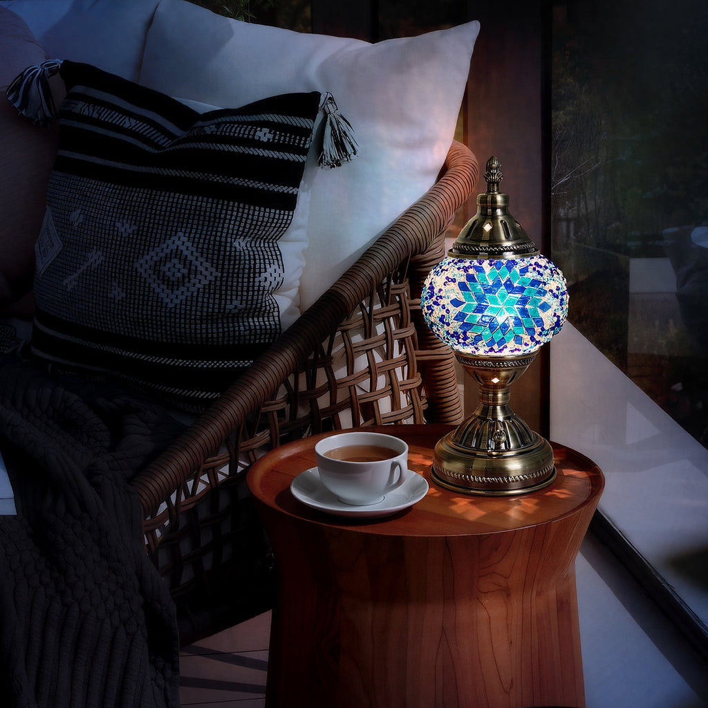 Turkish-Moroccan Mosaic Table Lamp - Bohemian Stained Glass Nightlight with Intricate Patterns, Ideal for Bedroom,Living Room, Office Decor,Holiday Gift, Decorative Light,Vibrant Lamp Design