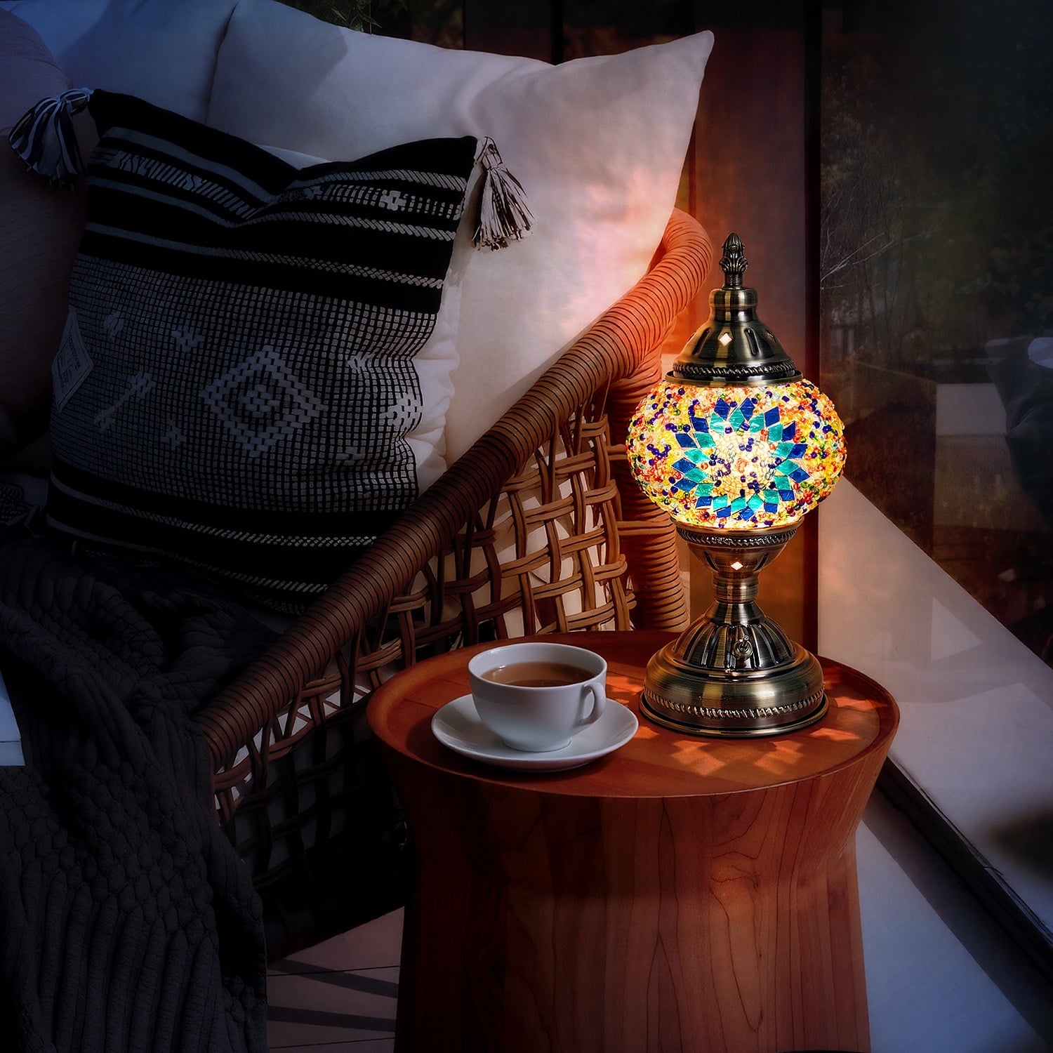 Turkish-Moroccan Mosaic Table Lamp - Bohemian Stained Glass Nightlight with Intricate Patterns, Ideal for Bedroom,Living Room, Office Decor,Holiday Gift, Decorative Light,Vibrant Lamp Design