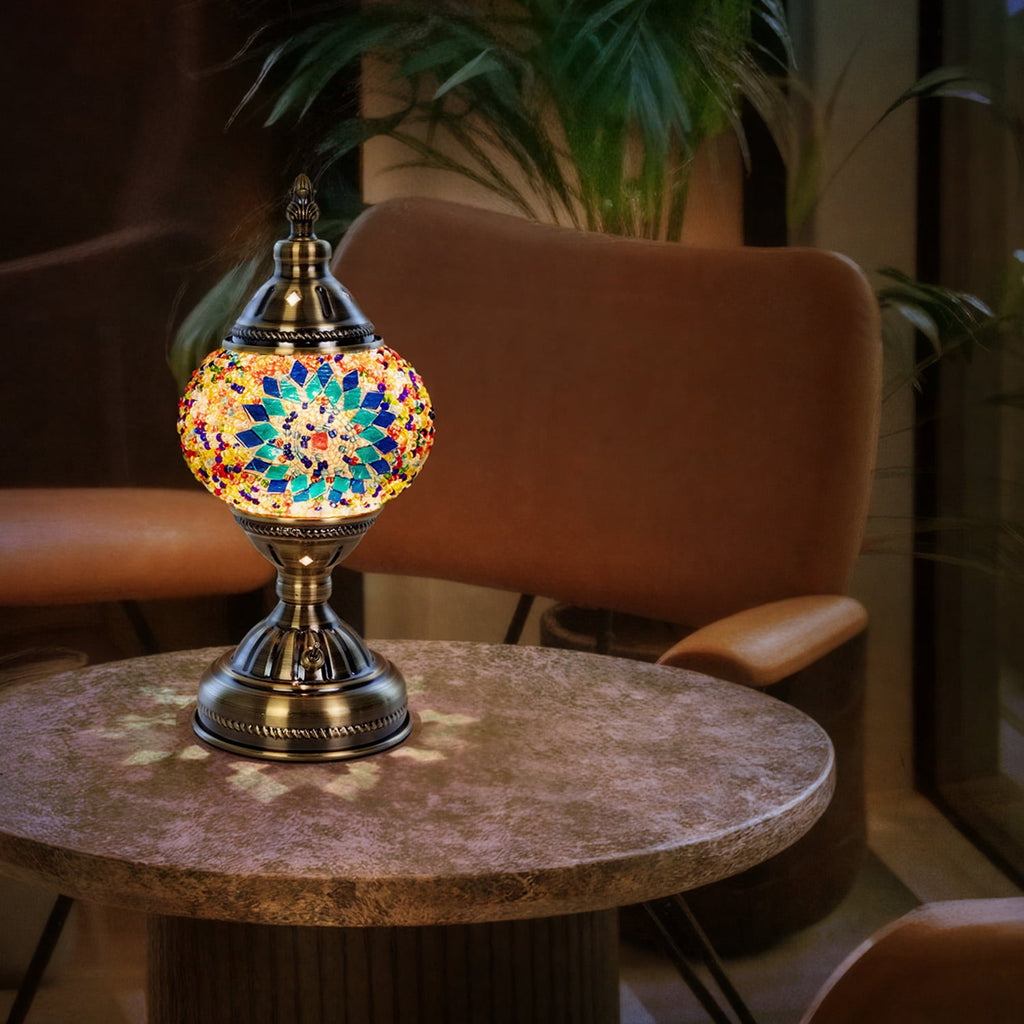 Turkish-Moroccan Mosaic Table Lamp - Bohemian Stained Glass Nightlight with Intricate Patterns, Ideal for Bedroom,Living Room, Office Decor,Holiday Gift, Decorative Light,Vibrant Lamp Design