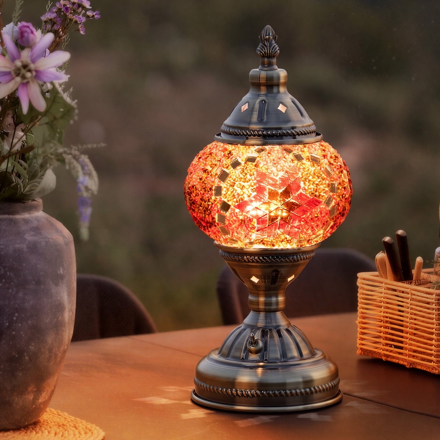 Turkish-Moroccan Mosaic Table Lamp - Bohemian Stained Glass Nightlight with Intricate Patterns, Ideal for Bedroom,Living Room, Office Decor,Holiday Gift, Decorative Light,Vibrant Lamp Design
