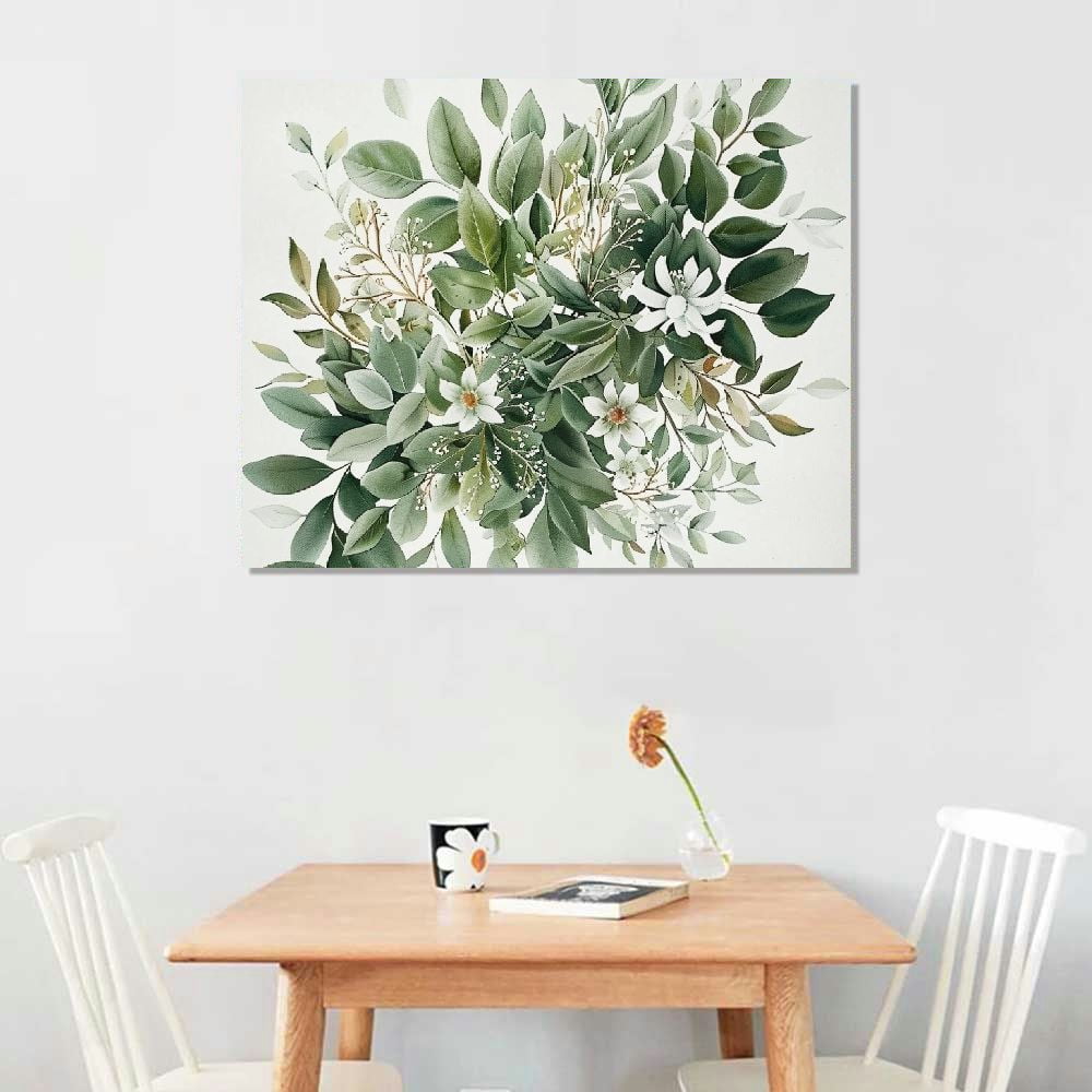 BCIIG  Watercolor Botanical Wall Art Boho Floral Canvas Wall Decor Prints Sage Green Wildflower Wall Art Modern Flower Pictures Botanical Painting for Bedroom Bathroom ,20"x16" Unframed 20x16in