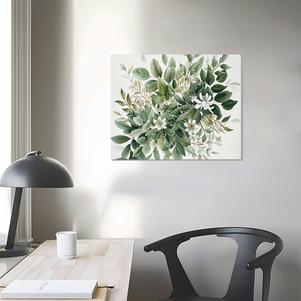 BCIIG  Watercolor Botanical Wall Art Boho Floral Canvas Wall Decor Prints Sage Green Wildflower Wall Art Modern Flower Pictures Botanical Painting for Bedroom Bathroom ,20"x16" Unframed 20x16in