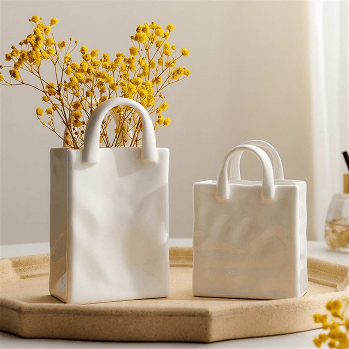 Nordic Home Decor Handbag Ceramic Vases for Flowers Modern Room Dried Flower Vase Arrangement Plant Pot A New