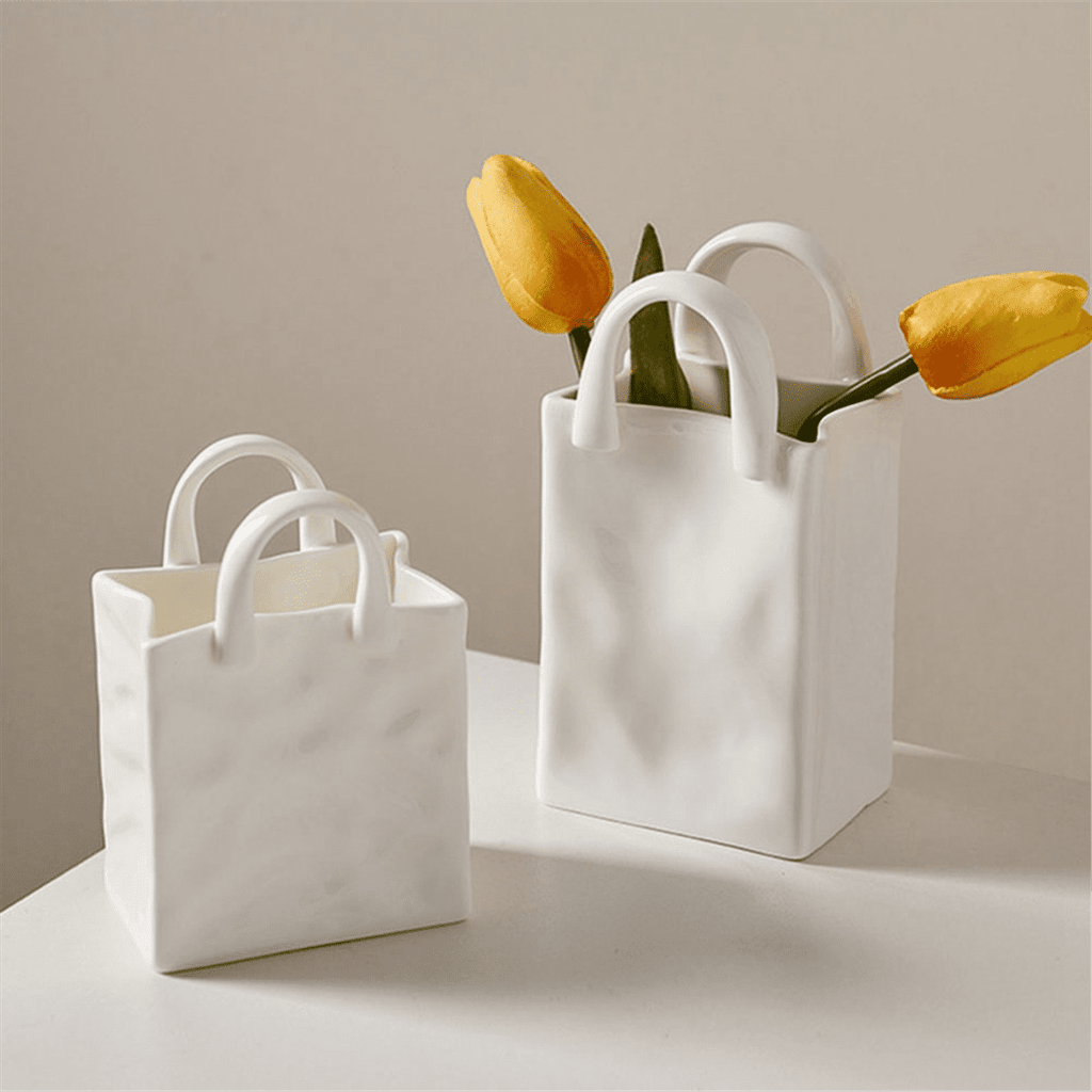Nordic Home Decor Handbag Ceramic Vases for Flowers Modern Room Dried Flower Vase Arrangement Plant Pot A New