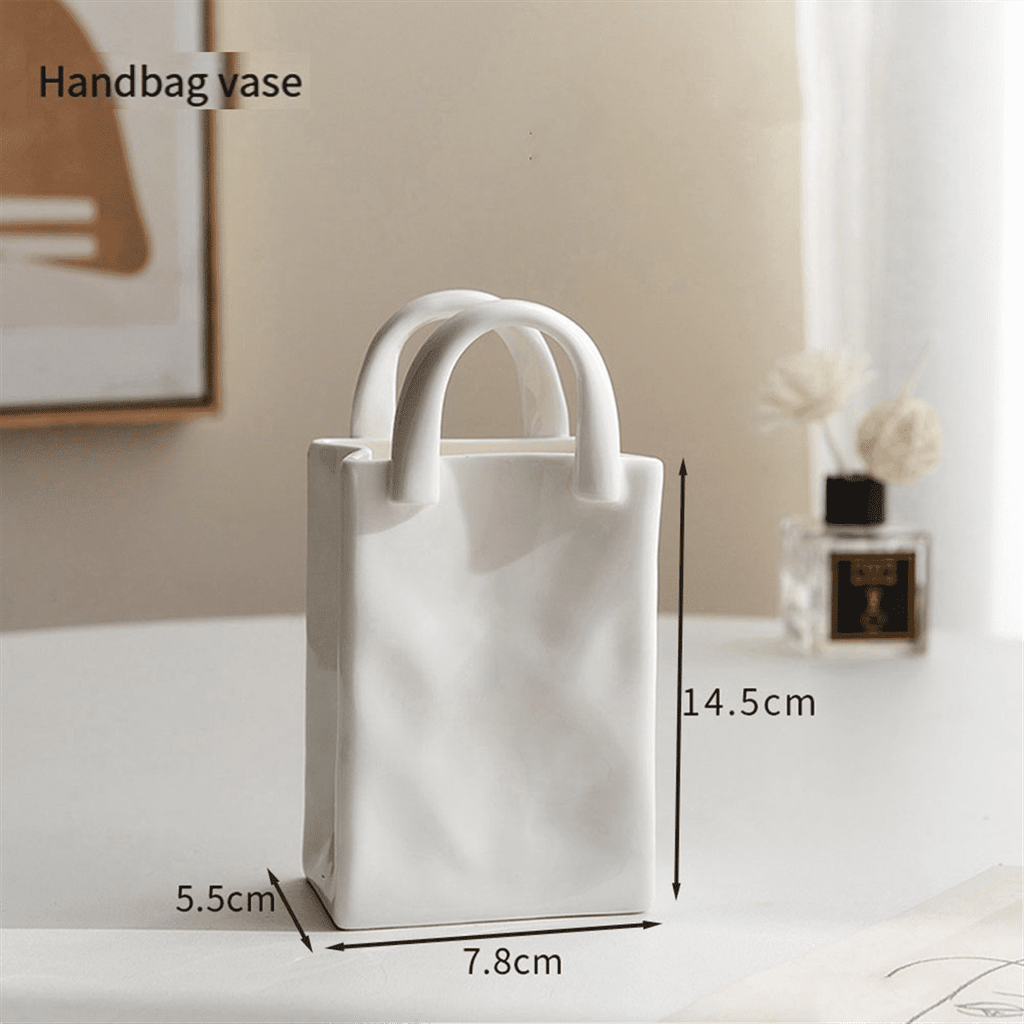 Nordic Home Decor Handbag Ceramic Vases for Flowers Modern Room Dried Flower Vase Arrangement Plant Pot A New