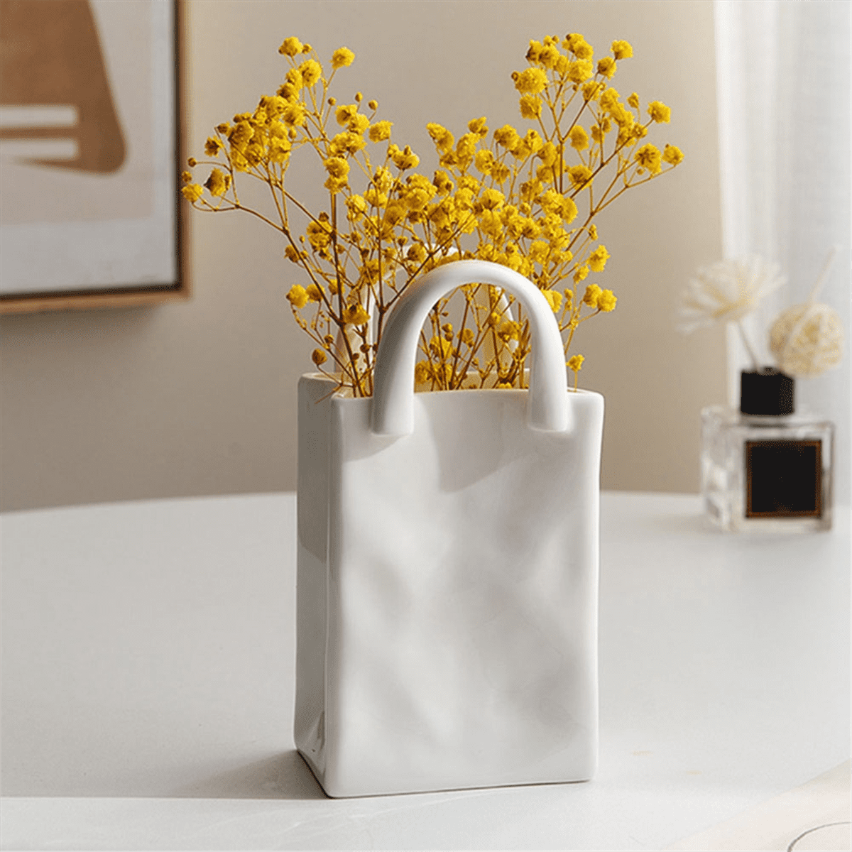 Nordic Home Decor Handbag Ceramic Vases for Flowers Modern Room Dried Flower Vase Arrangement Plant Pot A New