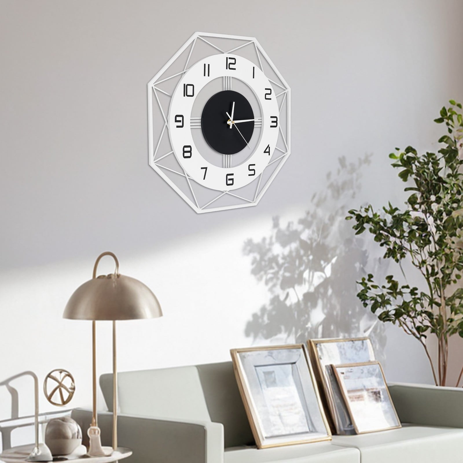 Modern Silent Wall Clock Home Decorative Wall Clock Indoor Octagonal Wall Clock For Living Study Room