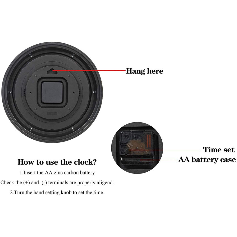 12inch Wall Clock,Retro Waterproof Clock with Displays Thermometer&amp;Hygrometer,Noise-Free Clock for Indoor/Outdoor