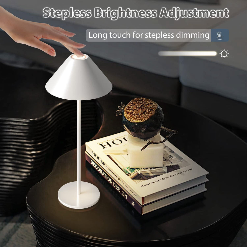 LED Cordless Dimmable Table Lamp, Long Lasting 4000mAh Rechargeable Battery Operated, 240LM, Black， Pack of 2.