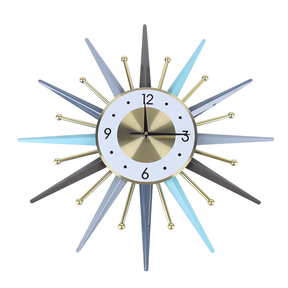 23Inch Retro Metal Wall Clocks Nordic Iron Round Starburst Watches Home Decor