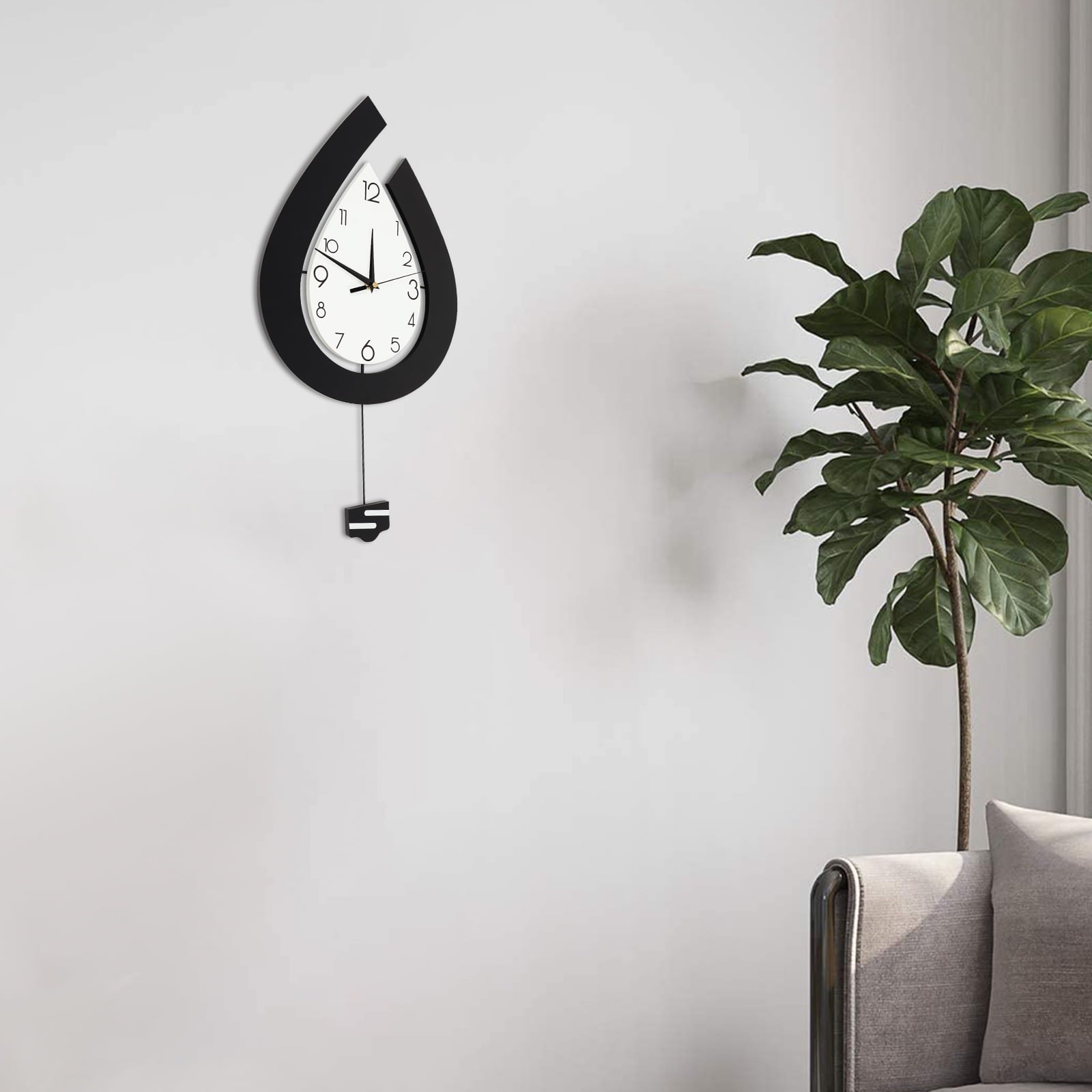 Analog+ Numbers Indoor Modern Decorative Wall Clock Black&amp;White Wall Clock for Living Room Office