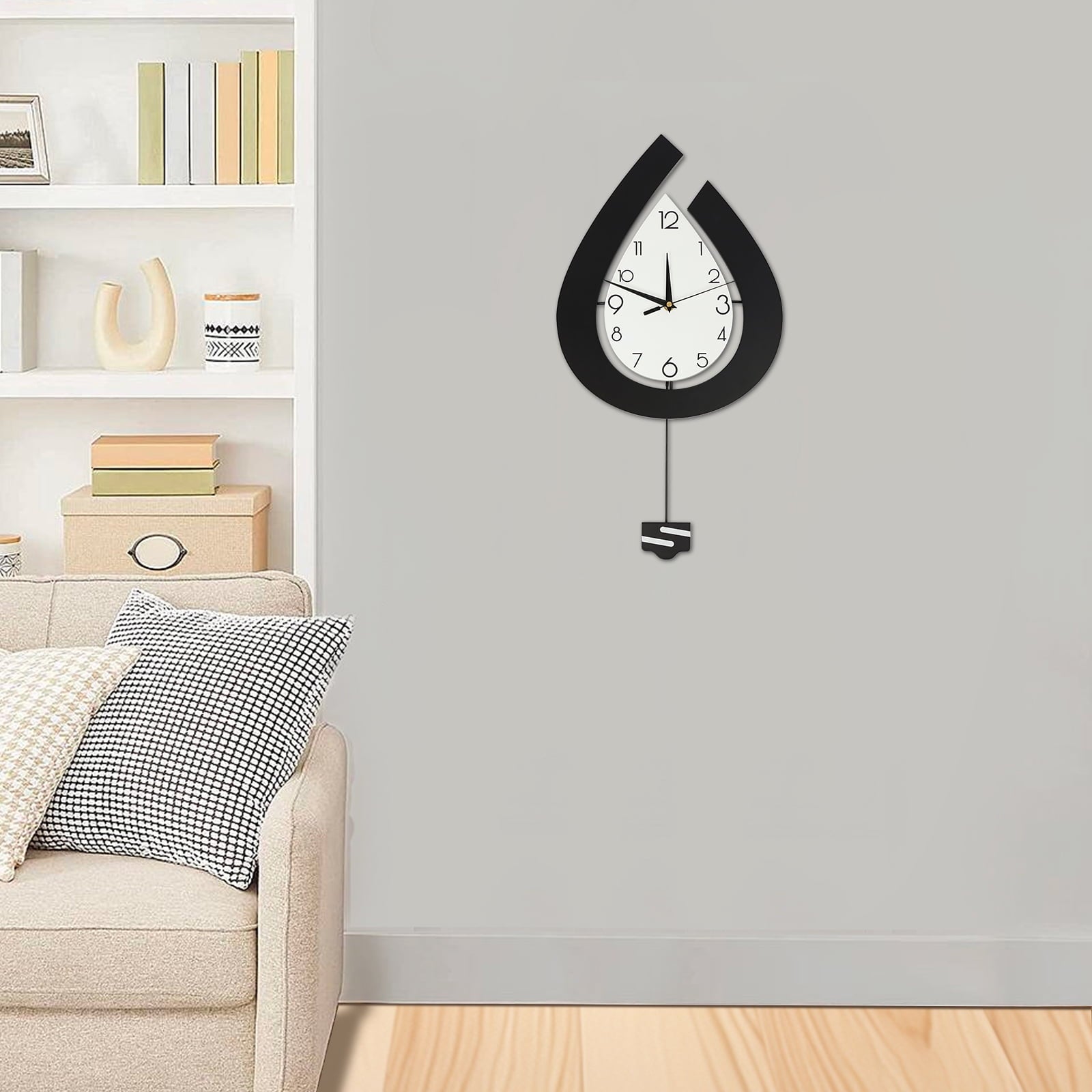 Analog+ Numbers Indoor Modern Decorative Wall Clock Black&amp;White Wall Clock for Living Room Office