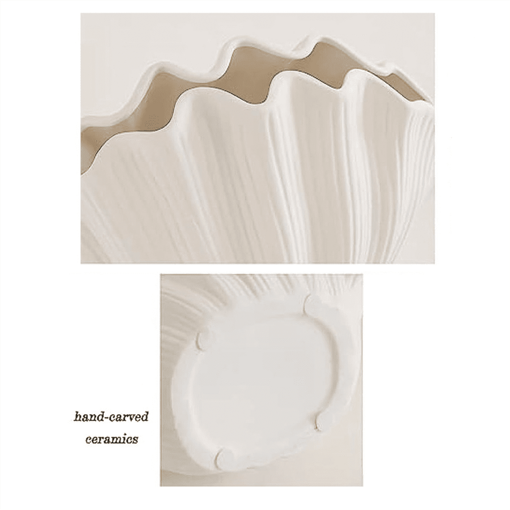 Nordic Style Shell Shaped Ceramic Vase Home Decor Tabletop Artificial Flower Plant Holder Tableware Flower Arrangement A