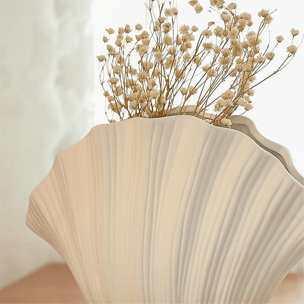Nordic Style Shell Shaped Ceramic Vase Home Decor Tabletop Artificial Flower Plant Holder Tableware Flower Arrangement A
