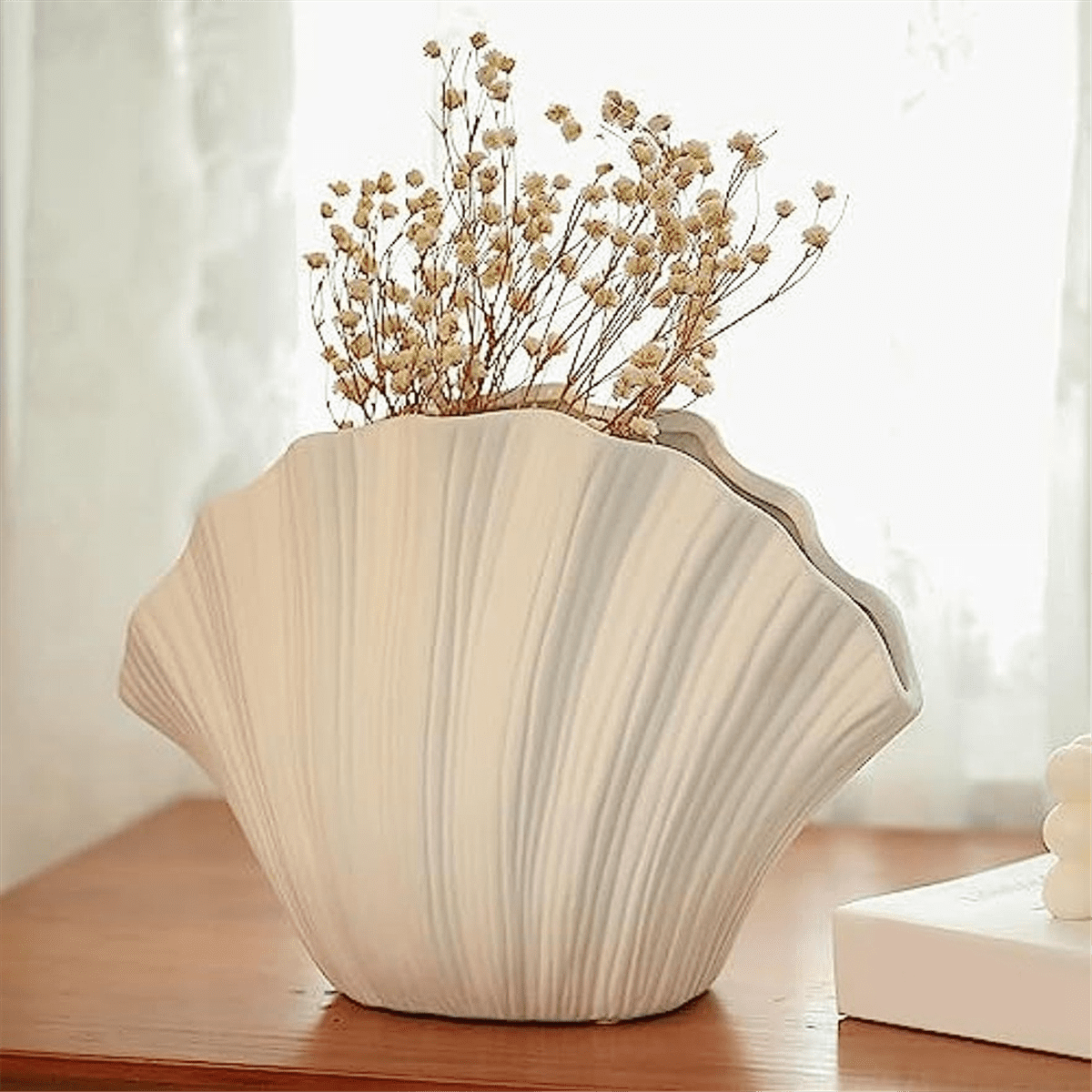 Nordic Style Shell Shaped Ceramic Vase Home Decor Tabletop Artificial Flower Plant Holder Tableware Flower Arrangement A