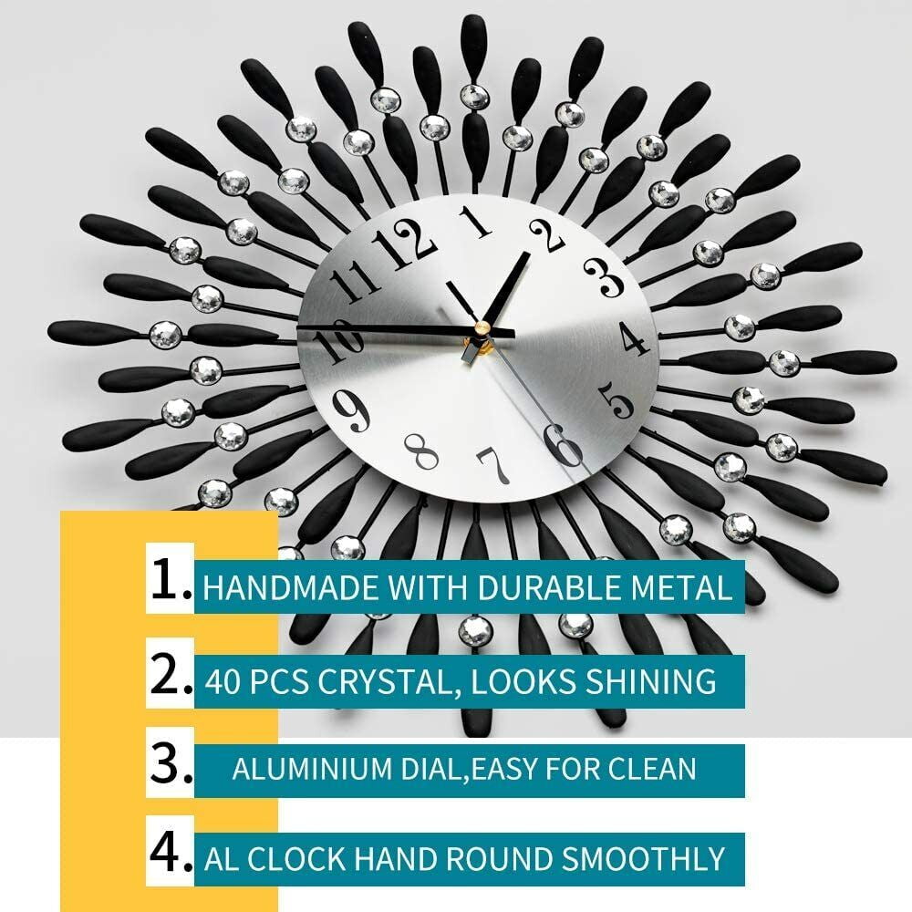 Modern Round Large Wall Clock 3D Luxury Style Metal Silent Clocks Home Decor For Living Room