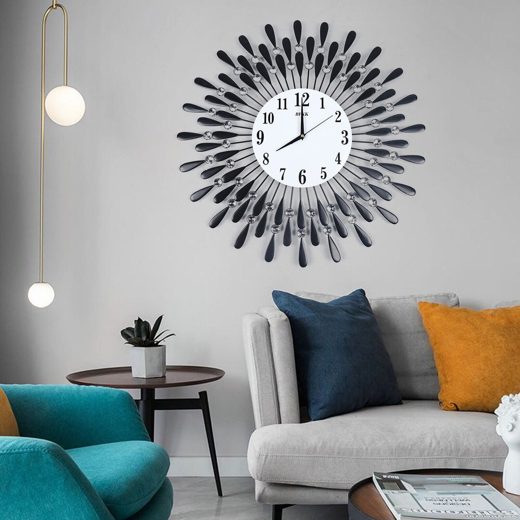 Modern Round Large Wall Clock 3D Luxury Style Metal Silent Clocks Home Decor For Living Room