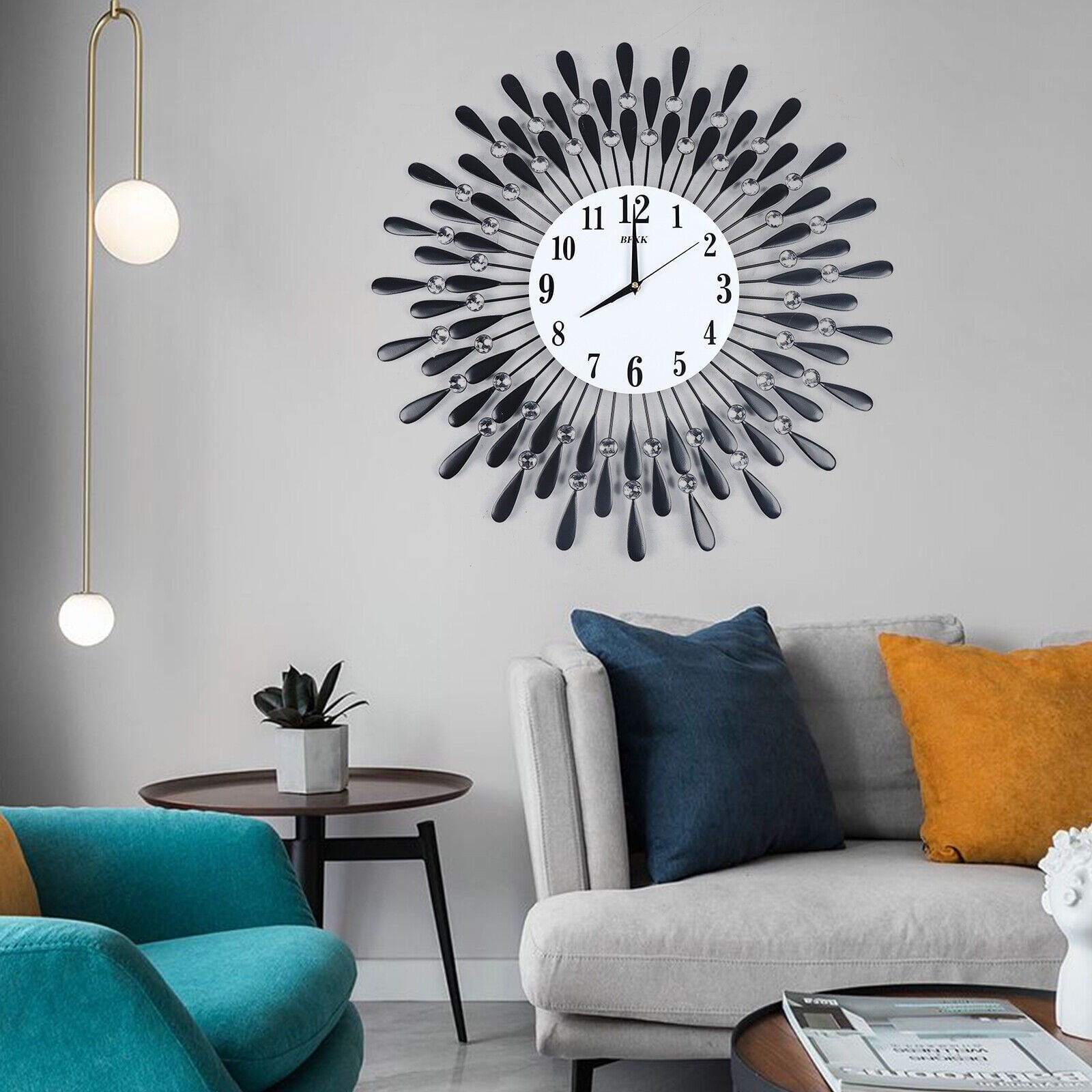 Modern Round Large Wall Clock 3D Luxury Style Metal Silent Clocks Home Decor For Living Room