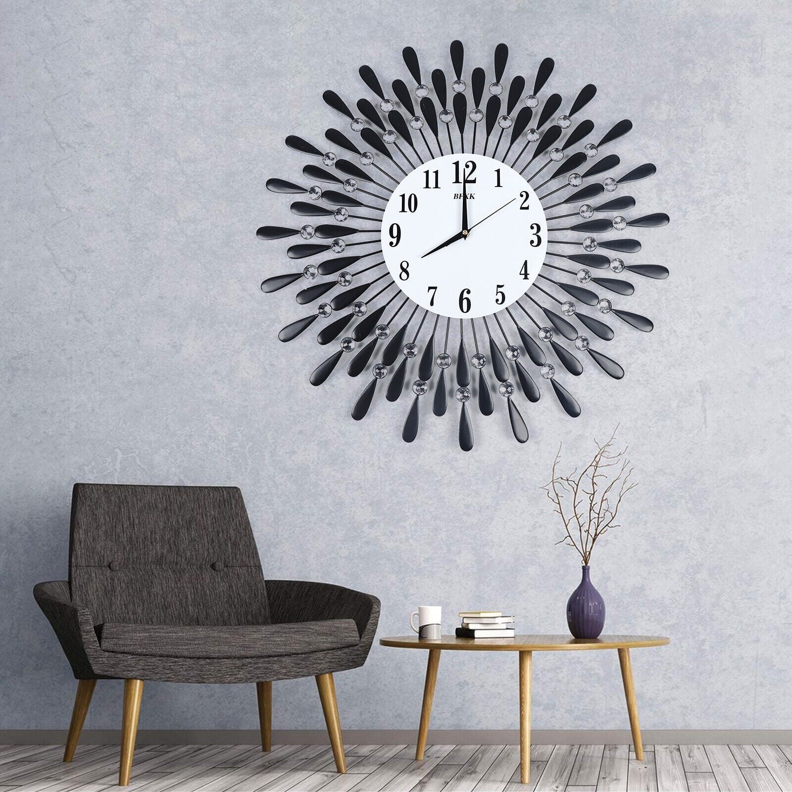 Modern Round Large Wall Clock 3D Luxury Style Metal Silent Clocks Home Decor For Living Room