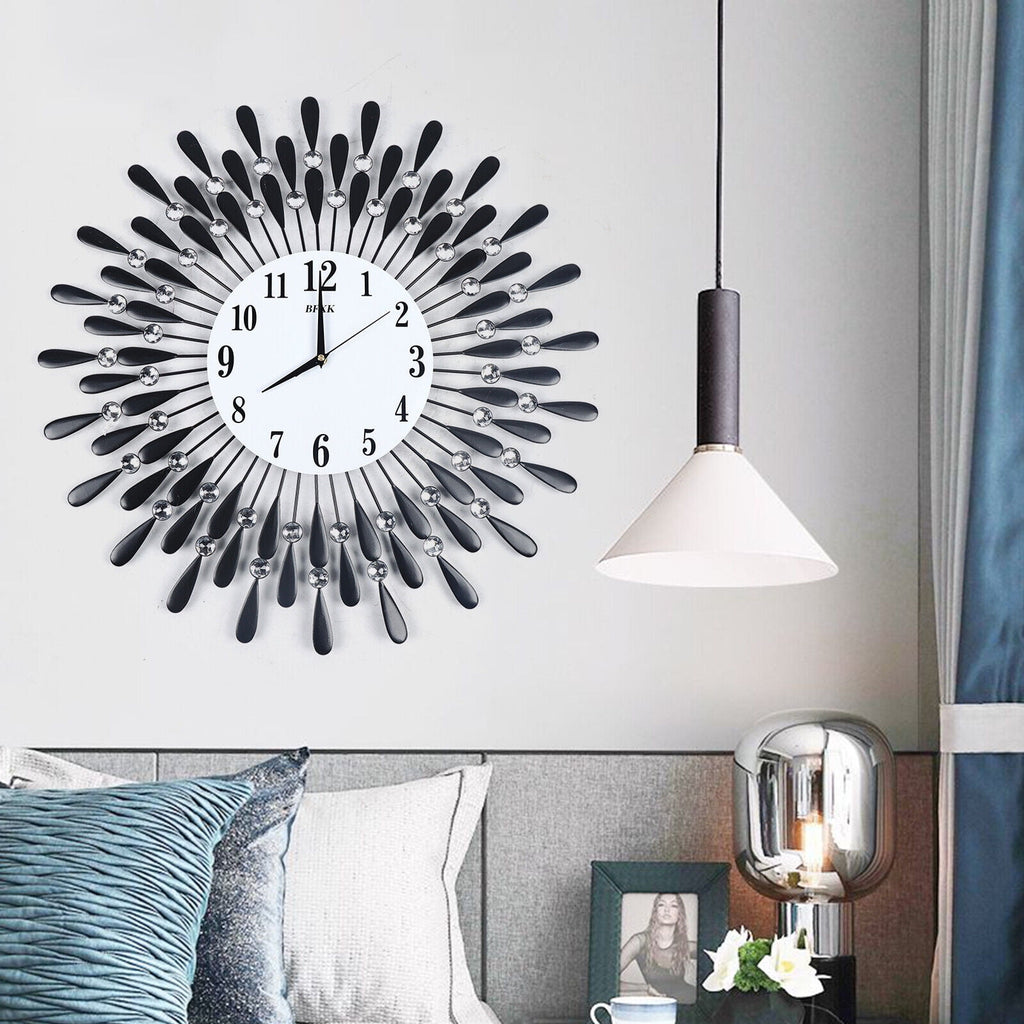 Modern Round Large Wall Clock 3D Luxury Style Metal Silent Clocks Home Decor For Living Room