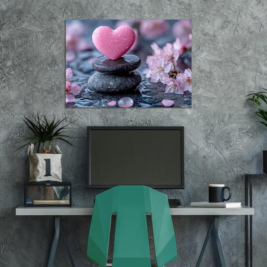 Mudket Framed Canvas Wall Art, White Orchid Candles Zen Stones Wall Decor, Elegant Calming Spa Floral Waterproof Art Prints for Bathroom Bedroom Living Room Home Decor - 12"L x 8"W