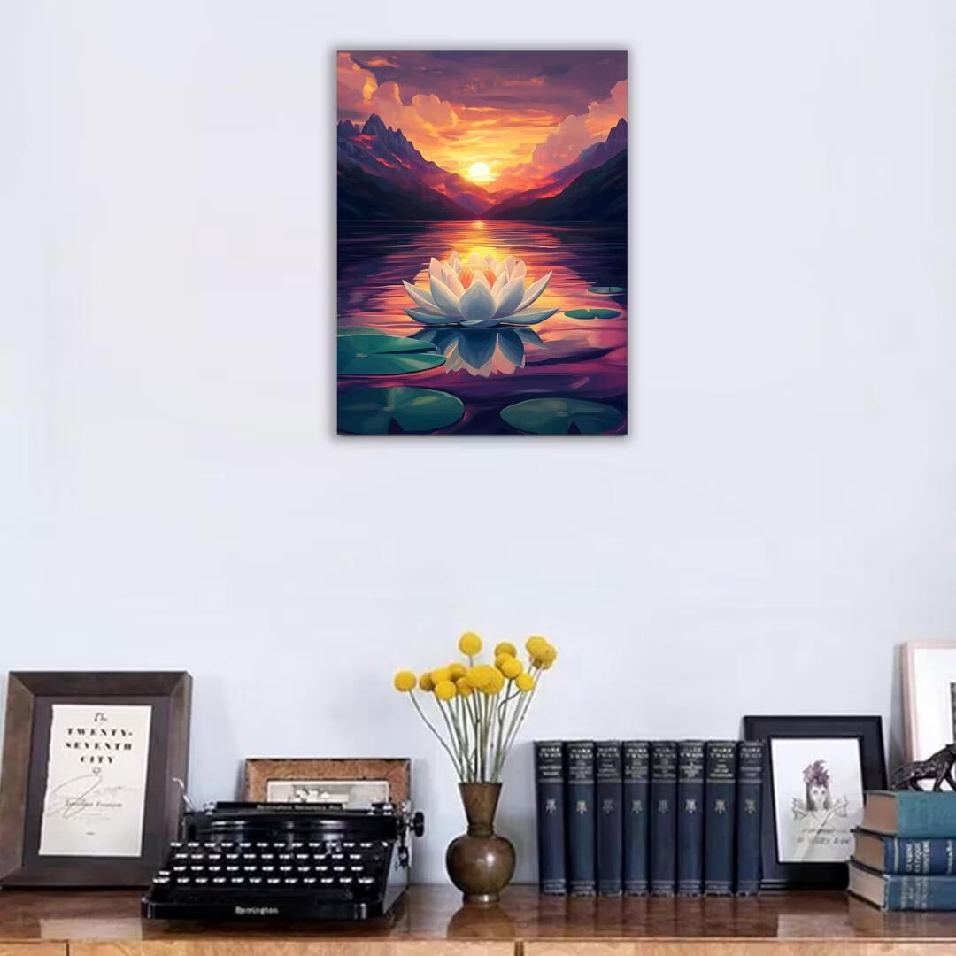 Mudket Framed Canvas Wall Art, White Orchid Candles Zen Stones Wall Decor, Elegant Calming Spa Floral Waterproof Art Prints for Bathroom Bedroom Living Room Home Decor - 12"L x 8"W