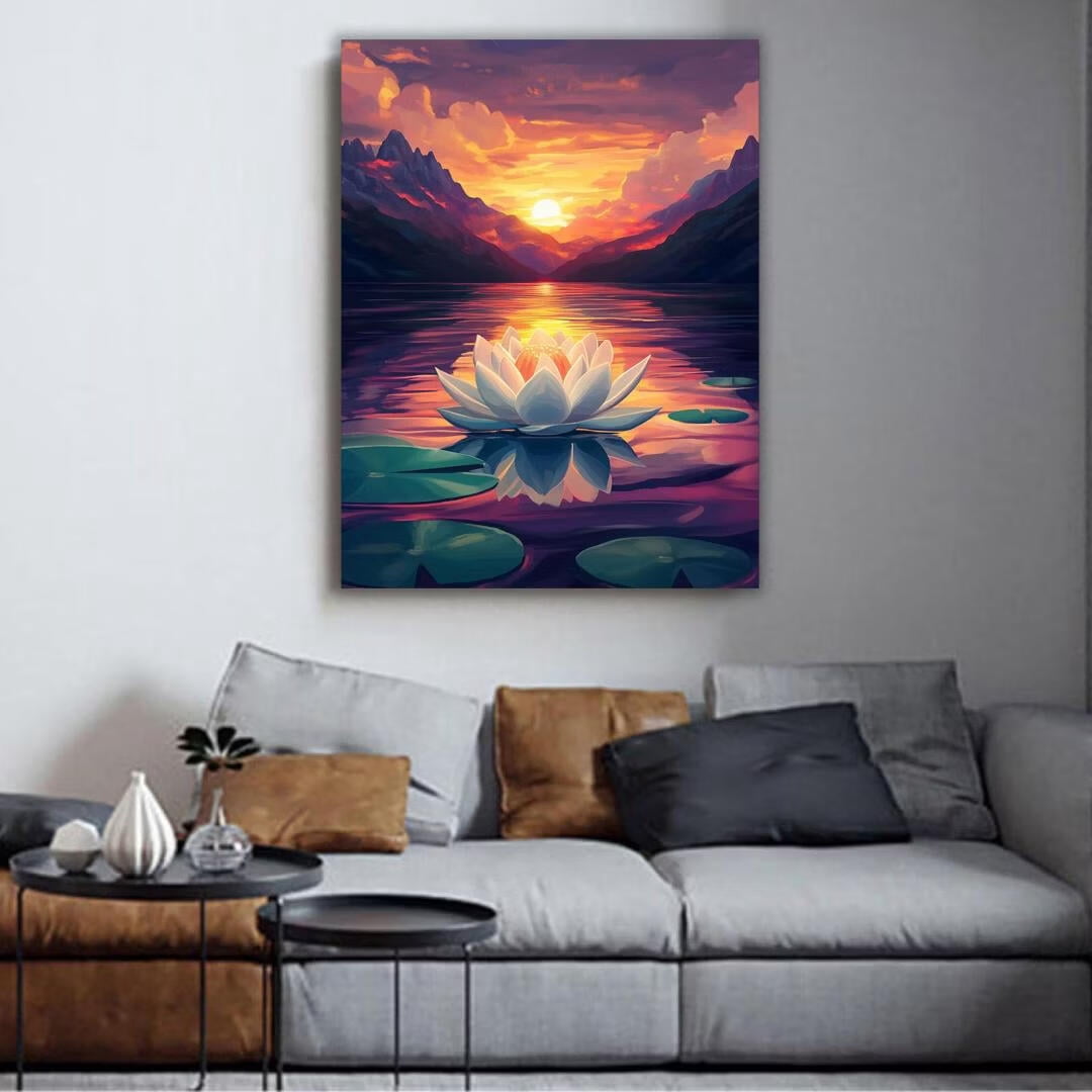 Mudket Framed Canvas Wall Art, White Orchid Candles Zen Stones Wall Decor, Elegant Calming Spa Floral Waterproof Art Prints for Bathroom Bedroom Living Room Home Decor - 12"L x 8"W