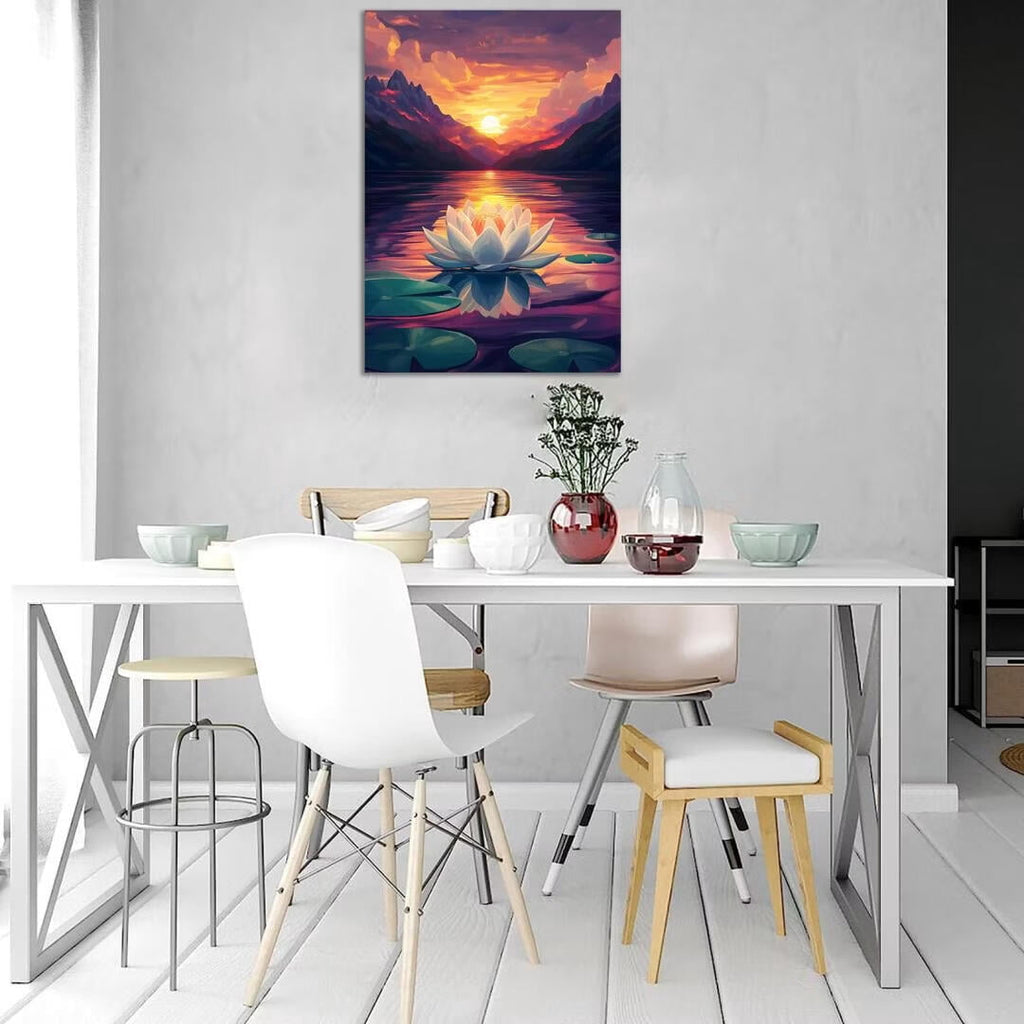 Mudket Framed Canvas Wall Art, White Orchid Candles Zen Stones Wall Decor, Elegant Calming Spa Floral Waterproof Art Prints for Bathroom Bedroom Living Room Home Decor - 12"L x 8"W