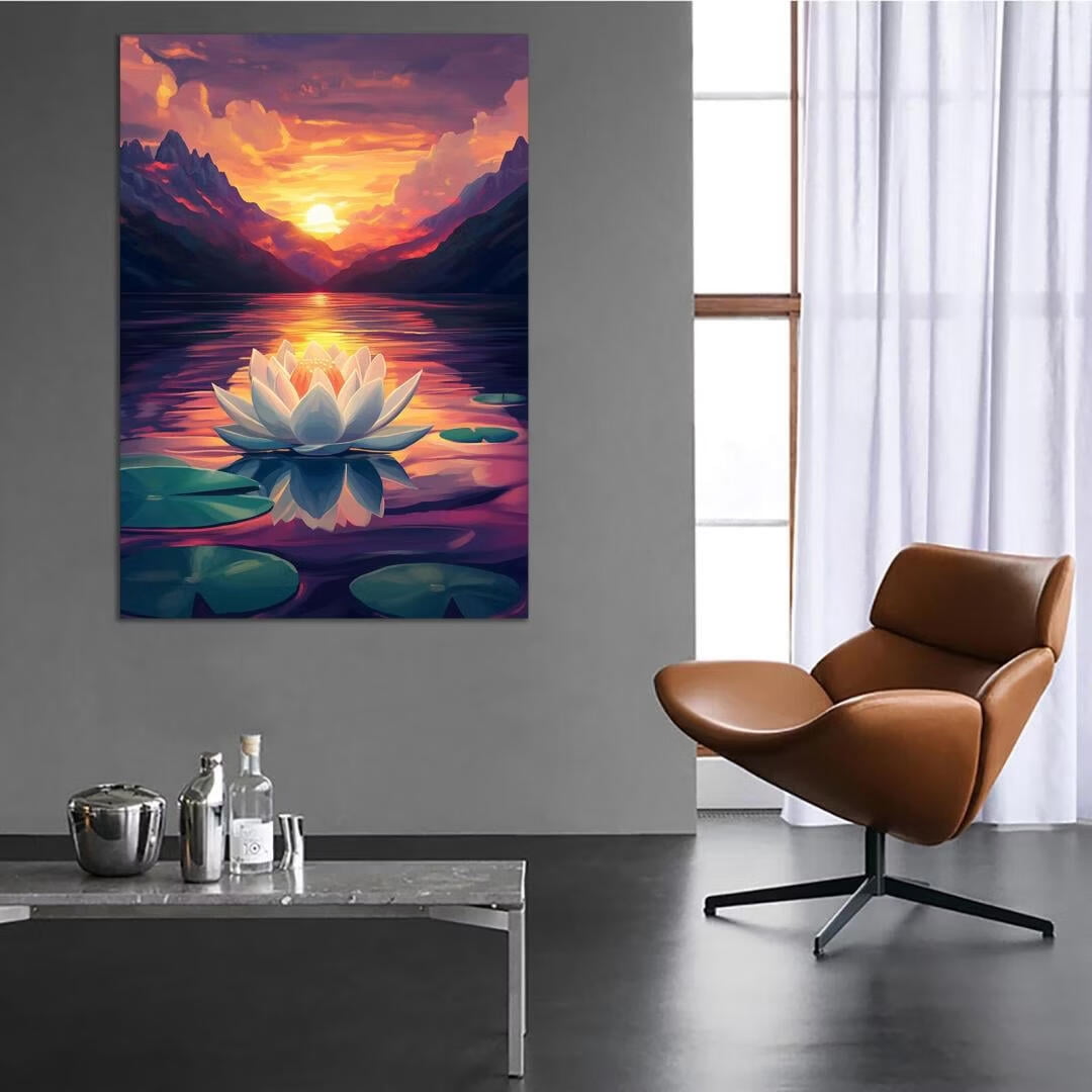 Mudket Framed Canvas Wall Art, White Orchid Candles Zen Stones Wall Decor, Elegant Calming Spa Floral Waterproof Art Prints for Bathroom Bedroom Living Room Home Decor - 12"L x 8"W