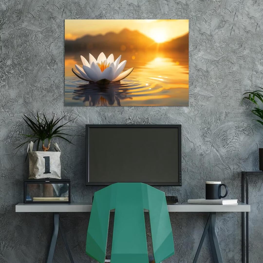 Mudket Framed Canvas Wall Art, White Orchid Candles Zen Stones Wall Decor, Elegant Calming Spa Floral Waterproof Art Prints for Bathroom Bedroom Living Room Home Decor - 12"L x 8"W