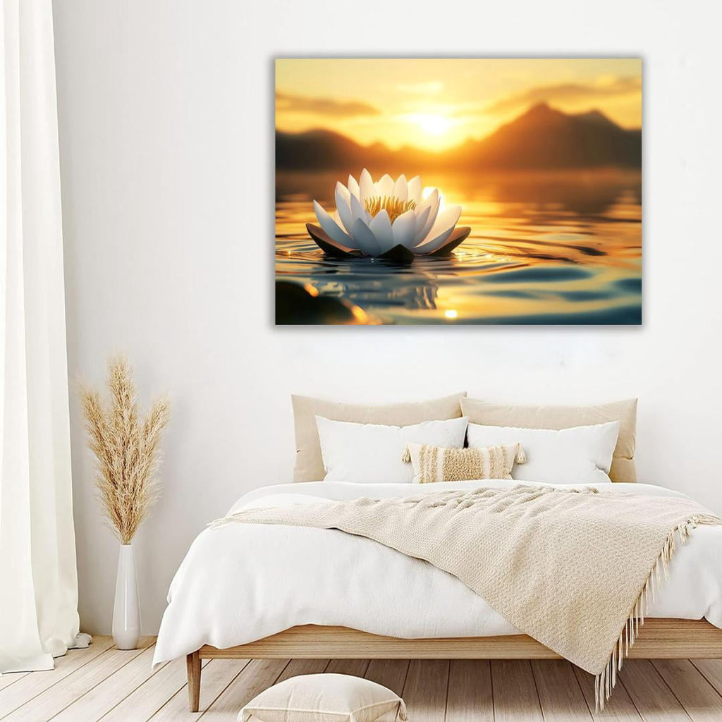 Mudket Framed Canvas Wall Art, White Orchid Candles Zen Stones Wall Decor, Elegant Calming Spa Floral Waterproof Art Prints for Bathroom Bedroom Living Room Home Decor - 12"L x 8"W