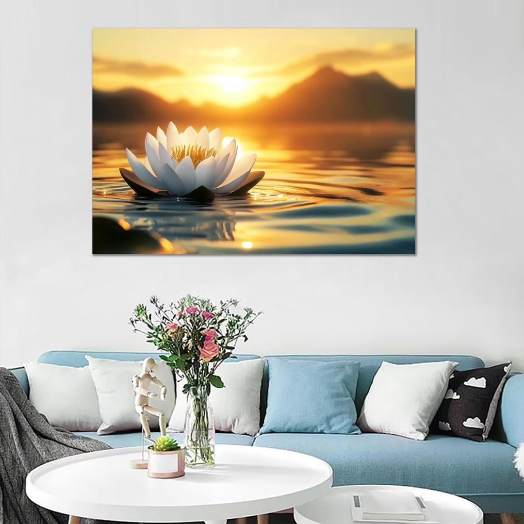Mudket Framed Canvas Wall Art, White Orchid Candles Zen Stones Wall Decor, Elegant Calming Spa Floral Waterproof Art Prints for Bathroom Bedroom Living Room Home Decor - 12"L x 8"W