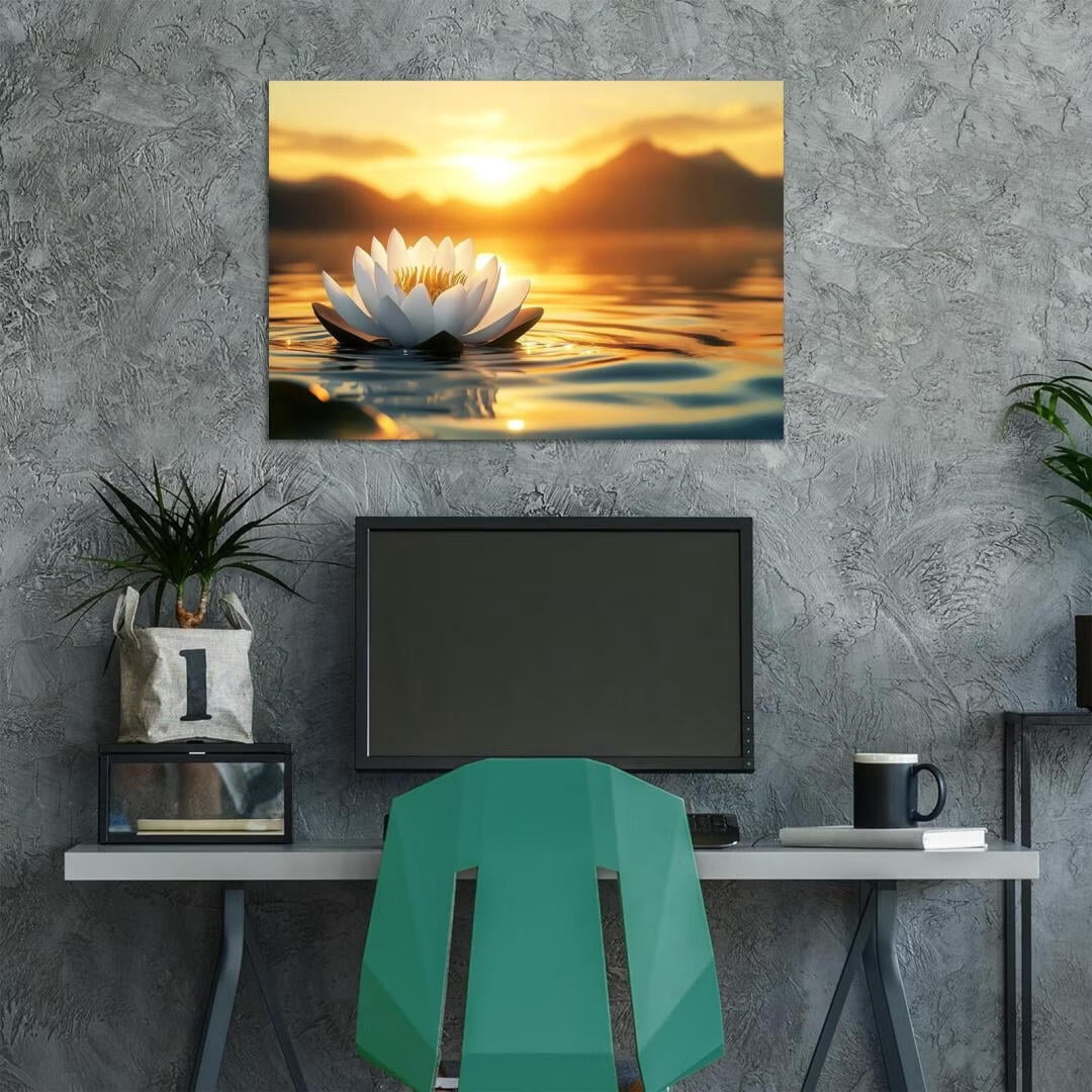 Mudket Framed Canvas Wall Art, White Orchid Candles Zen Stones Wall Decor, Elegant Calming Spa Floral Waterproof Art Prints for Bathroom Bedroom Living Room Home Decor - 12"L x 8"W