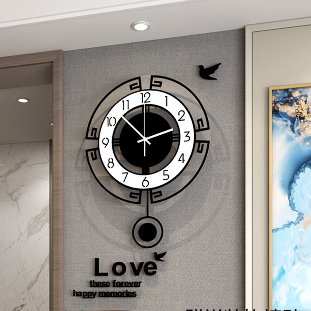 Wall Clock for Living Room Decor, Decorative Modern Wall Clocks with Pendulum