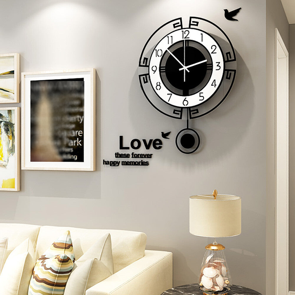 Wall Clock for Living Room Decor, Decorative Modern Wall Clocks with Pendulum