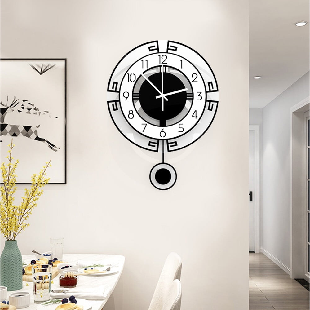 Wall Clock for Living Room Decor, Decorative Modern Wall Clocks with Pendulum