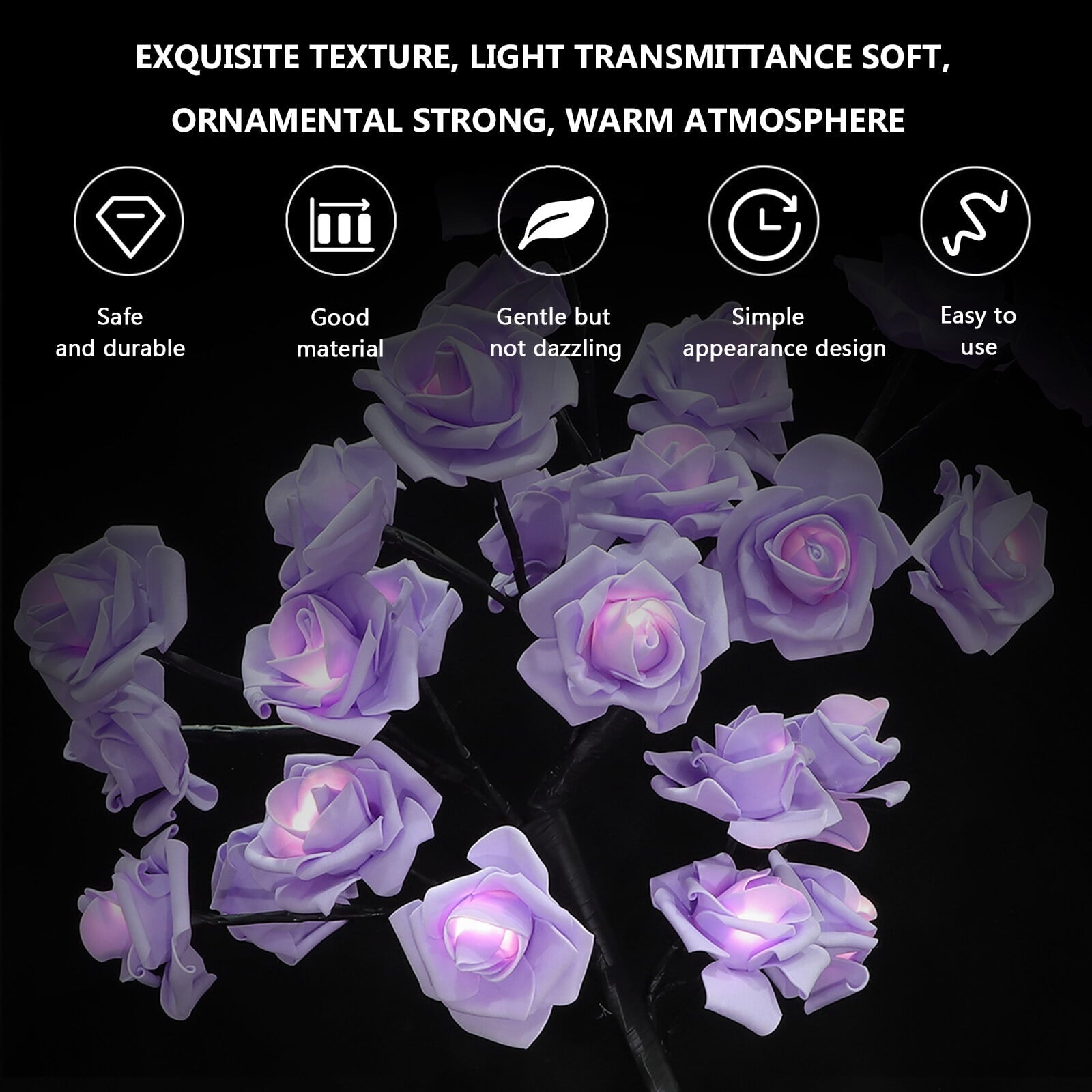 HEMOTON LED Rose Lamp LED Tree Lamp 1 Set Table Lamp LED Decorative Home