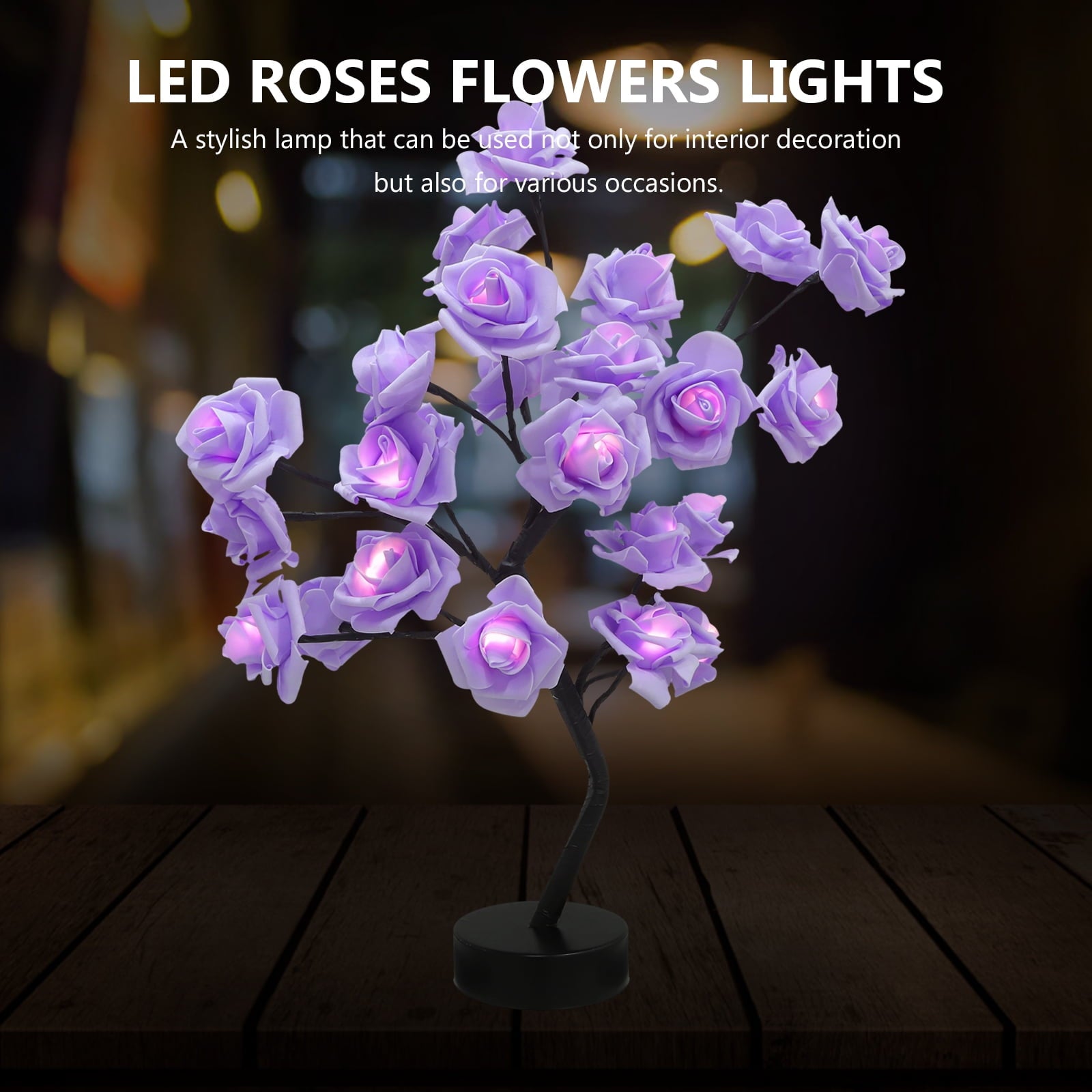 HEMOTON LED Rose Lamp LED Tree Lamp 1 Set Table Lamp LED Decorative Home