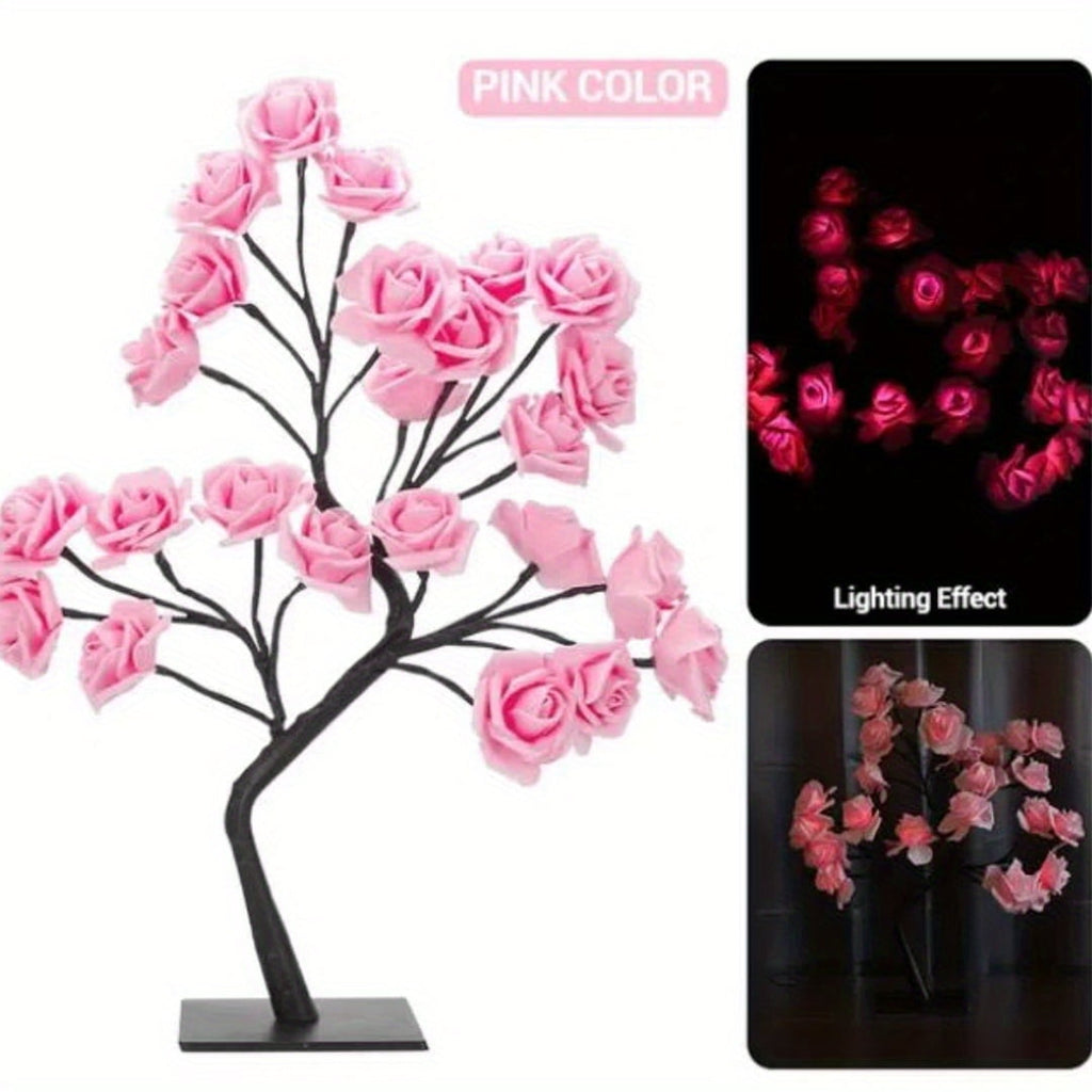 1pc LED Rose Flower Table Lamp Perfect for Bedroom, Living Room, Party Decor, Gifts for Mom, Women, Daughter, Wife, Girlfriend, Sister on Mother's Day, Valentine's Day, Christmas, Weddings,