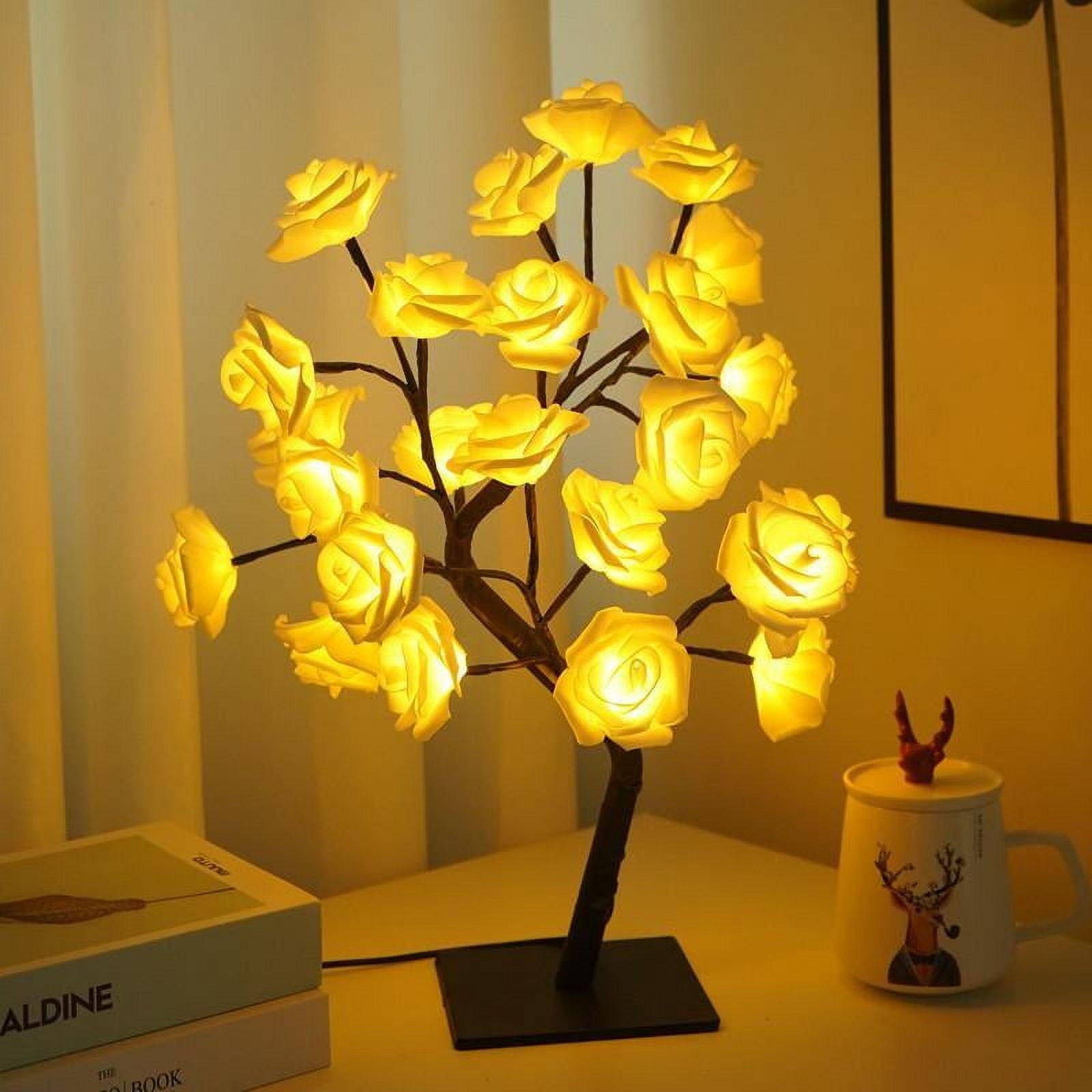1pc LED Rose Flower Table Lamp Perfect for Bedroom, Living Room, Party Decor, Gifts for Mom, Women, Daughter, Wife, Girlfriend, Sister on Mother's Day, Valentine's Day, Christmas, Weddings,