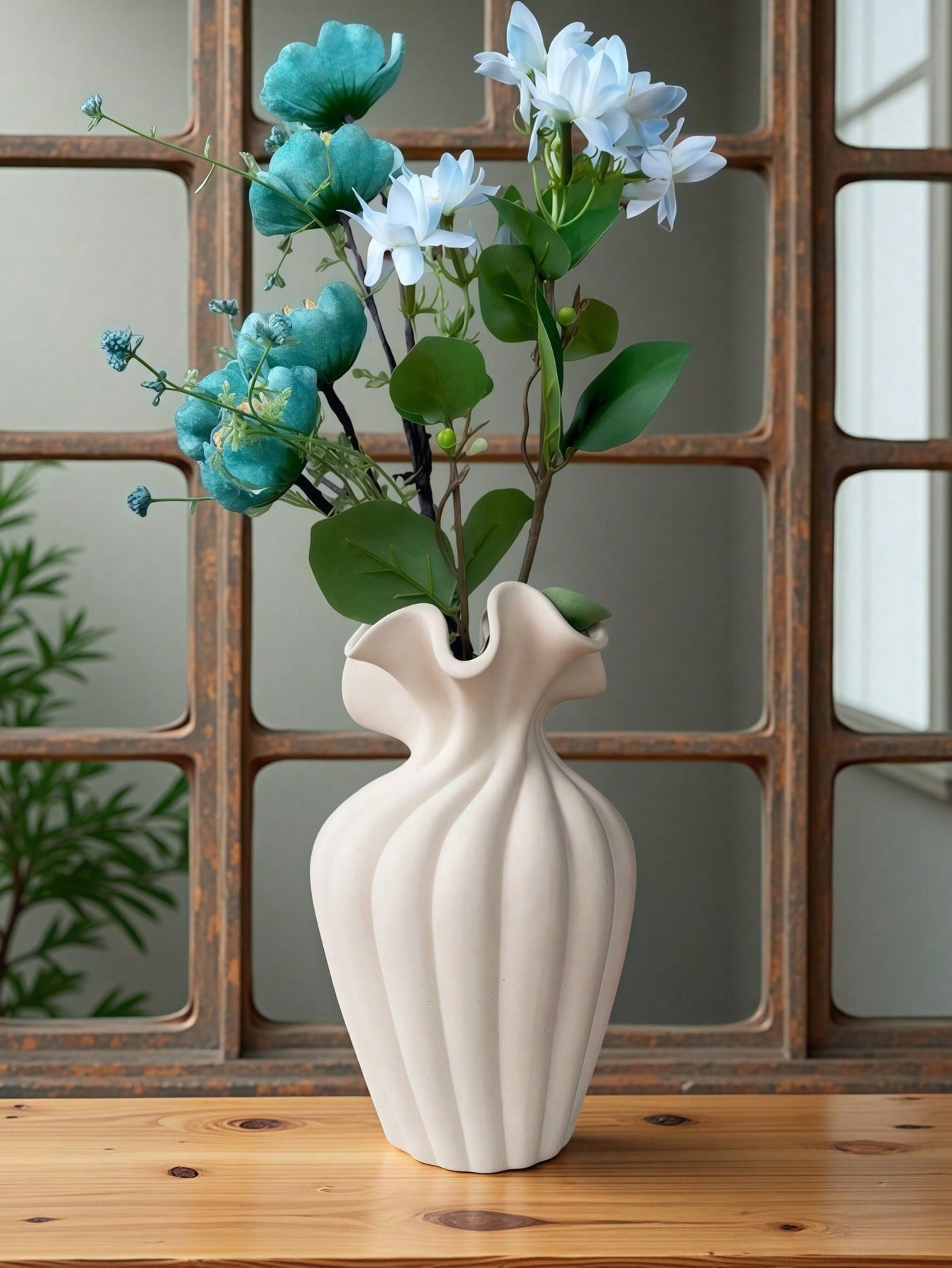 Large French Vintage Ceramic Vase, White Statement Piece for Living Room