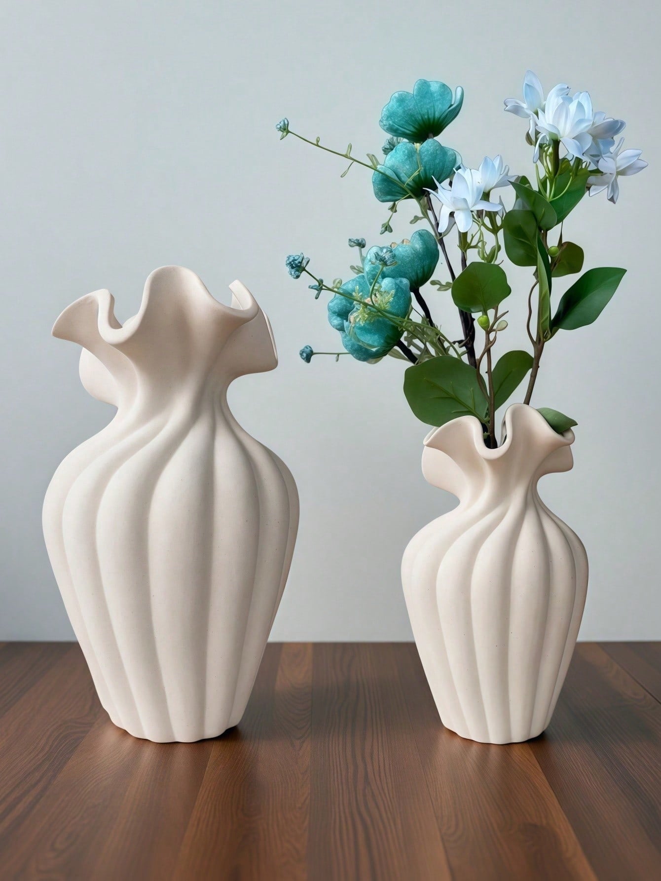 Large French Vintage Ceramic Vase, White Statement Piece for Living Room