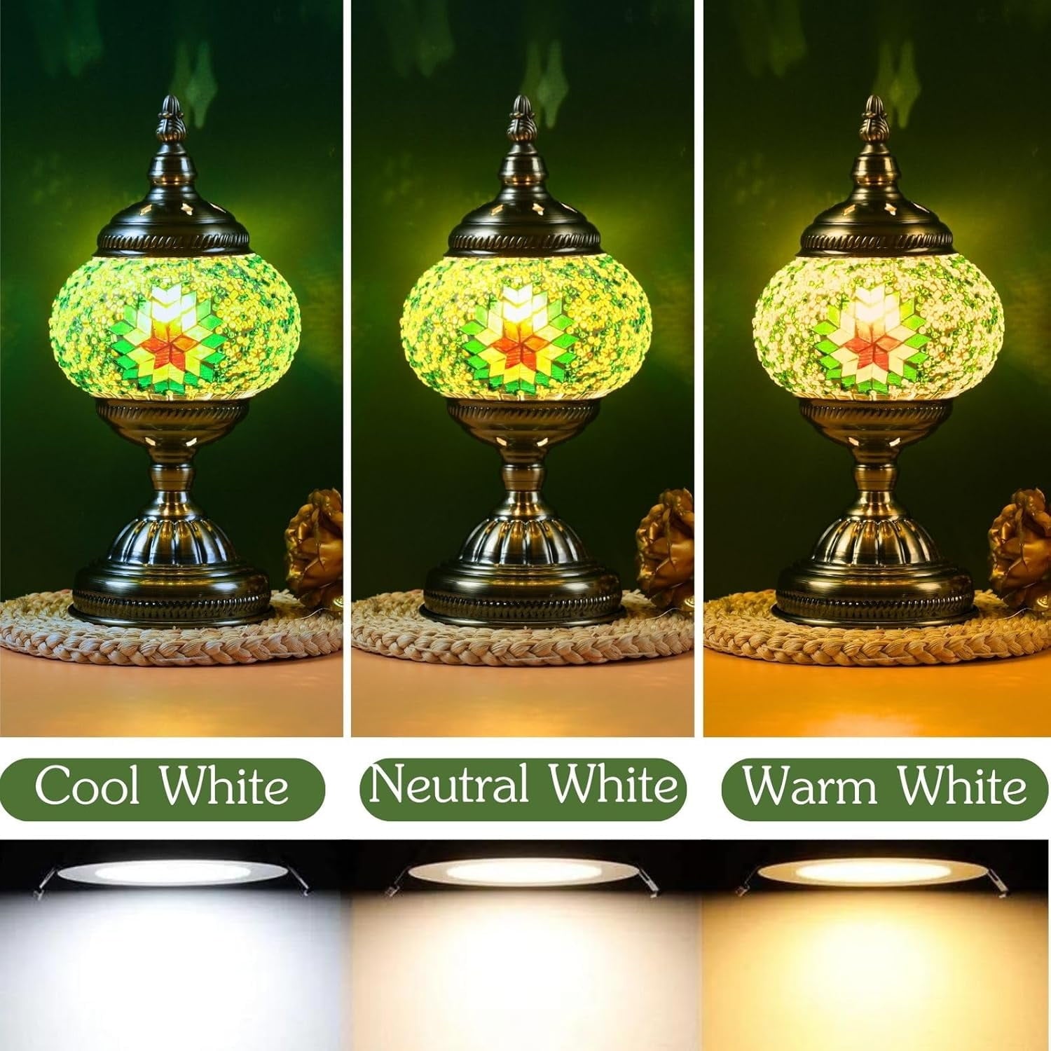 Turkish Moroccan Mosaic Lamp with Intricate Handmade Glass and Metal Base - Ideal Decor for Living Room or Bedroom