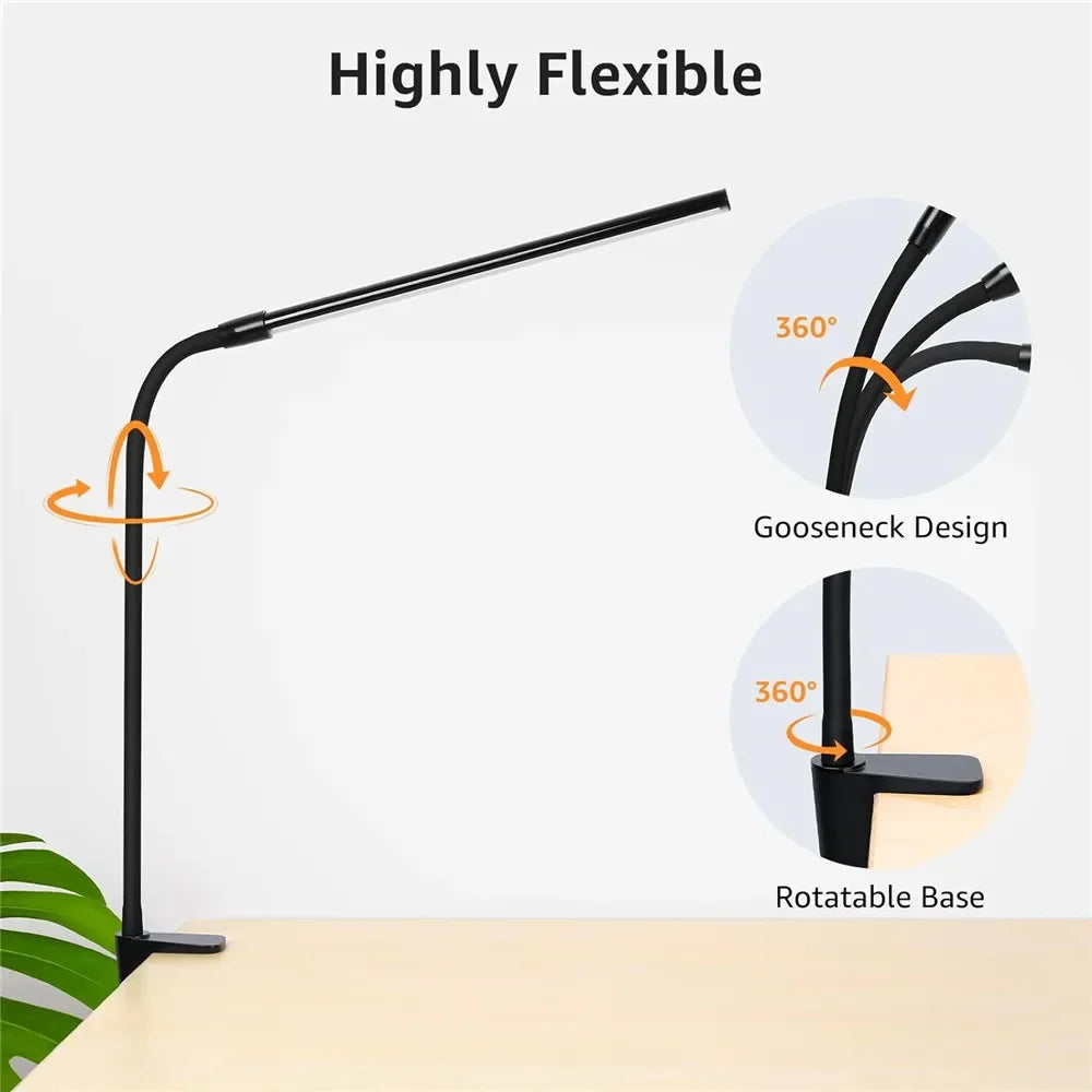 LED eye protection reading light, tri color eye protection desk lamp, study desk, office desk, I-clip dimming desk lamp