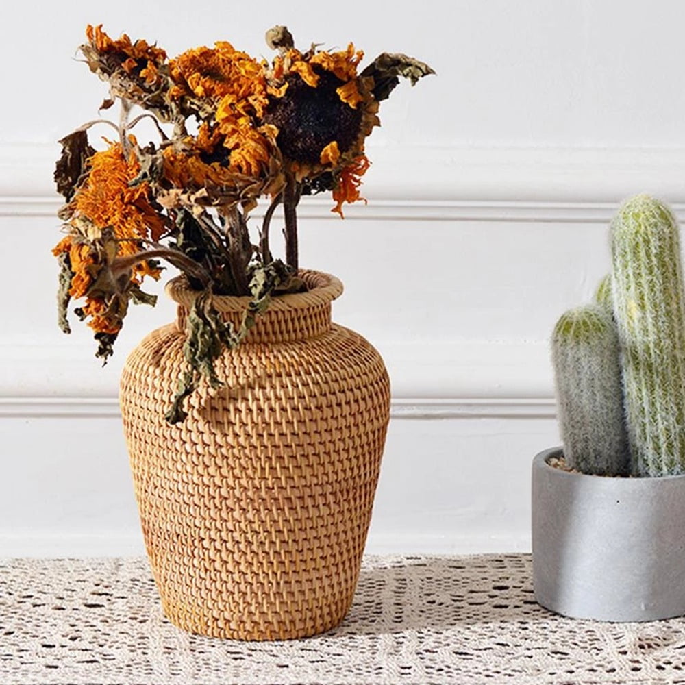 Wicker Basket Rattan Hanging Flowerpot Flowerpot Flower Basket Storage Basket Wicker Vase Rustic Woven Flower Basket Pot