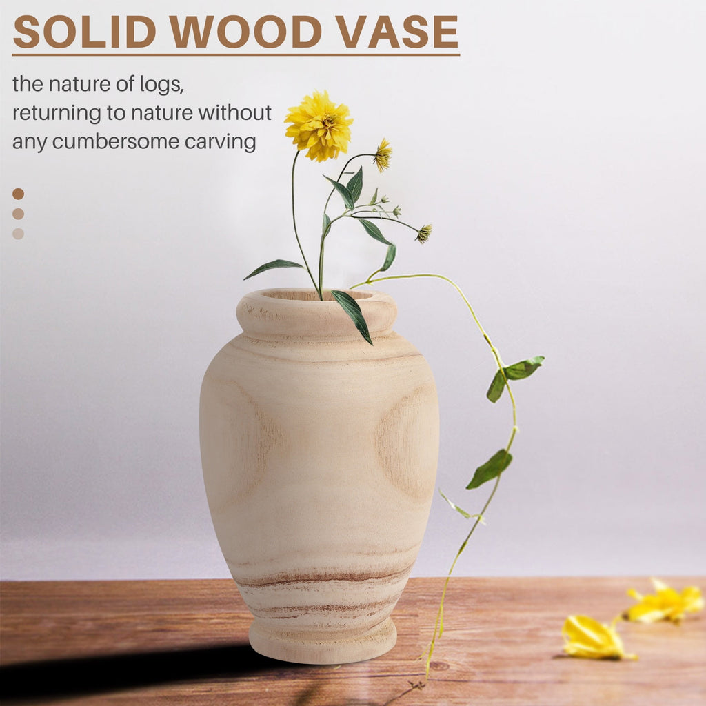 Wooden Vase Decoration Living Room Table Solid Wood Ware Flower Bottle Ornament Home Decoration